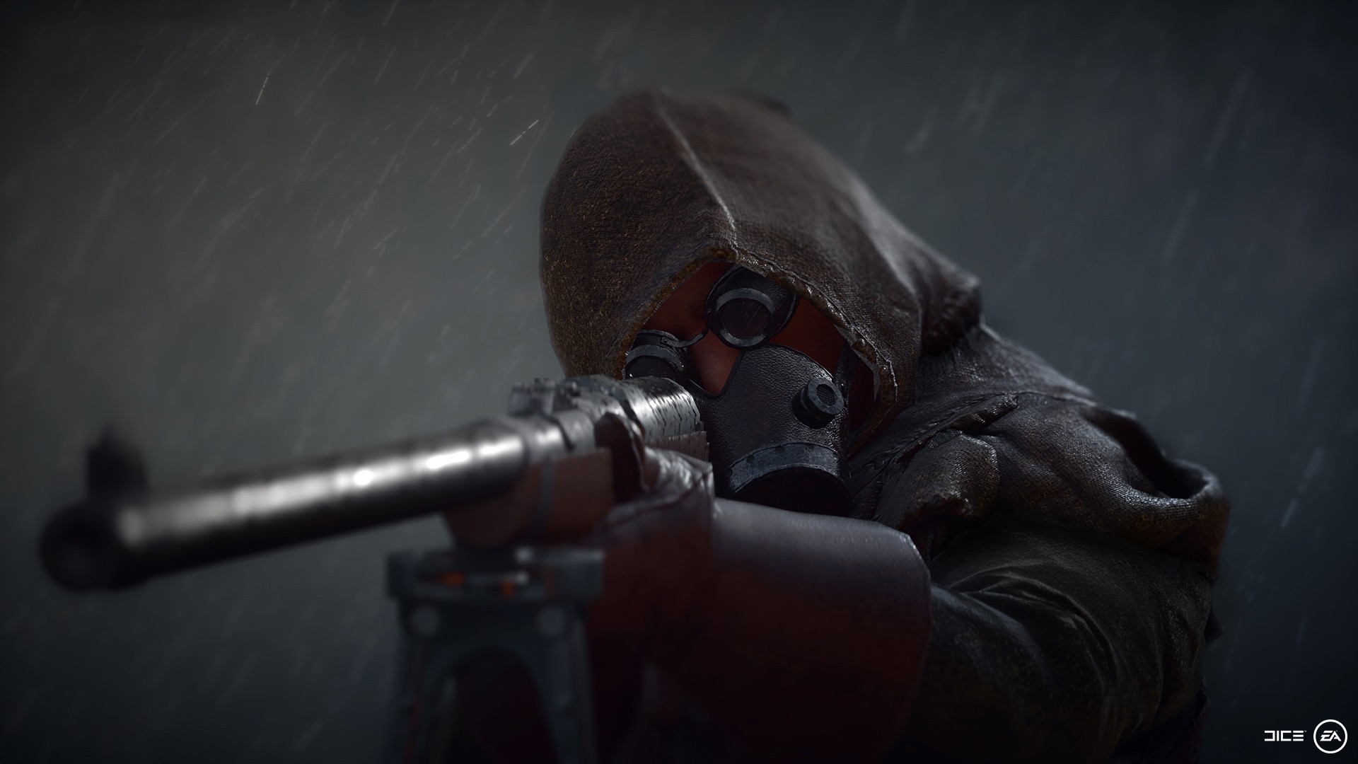 Soldier with gas mask and rifle in Battlefield 1 HD Wallpaper