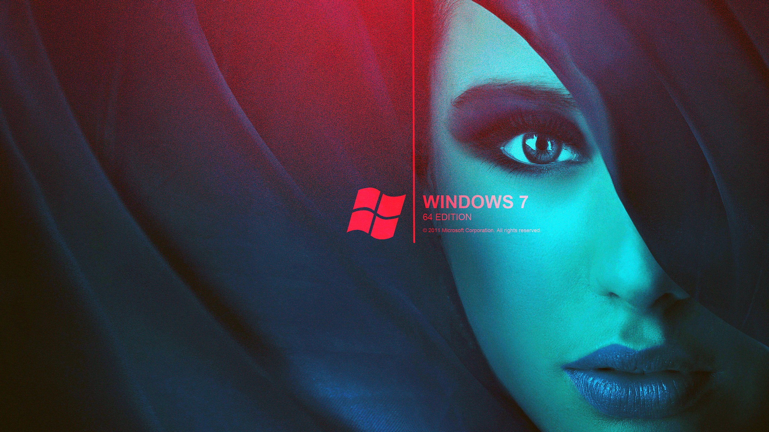 Windows 7 64 Edition with Woman HD Wallpaper
