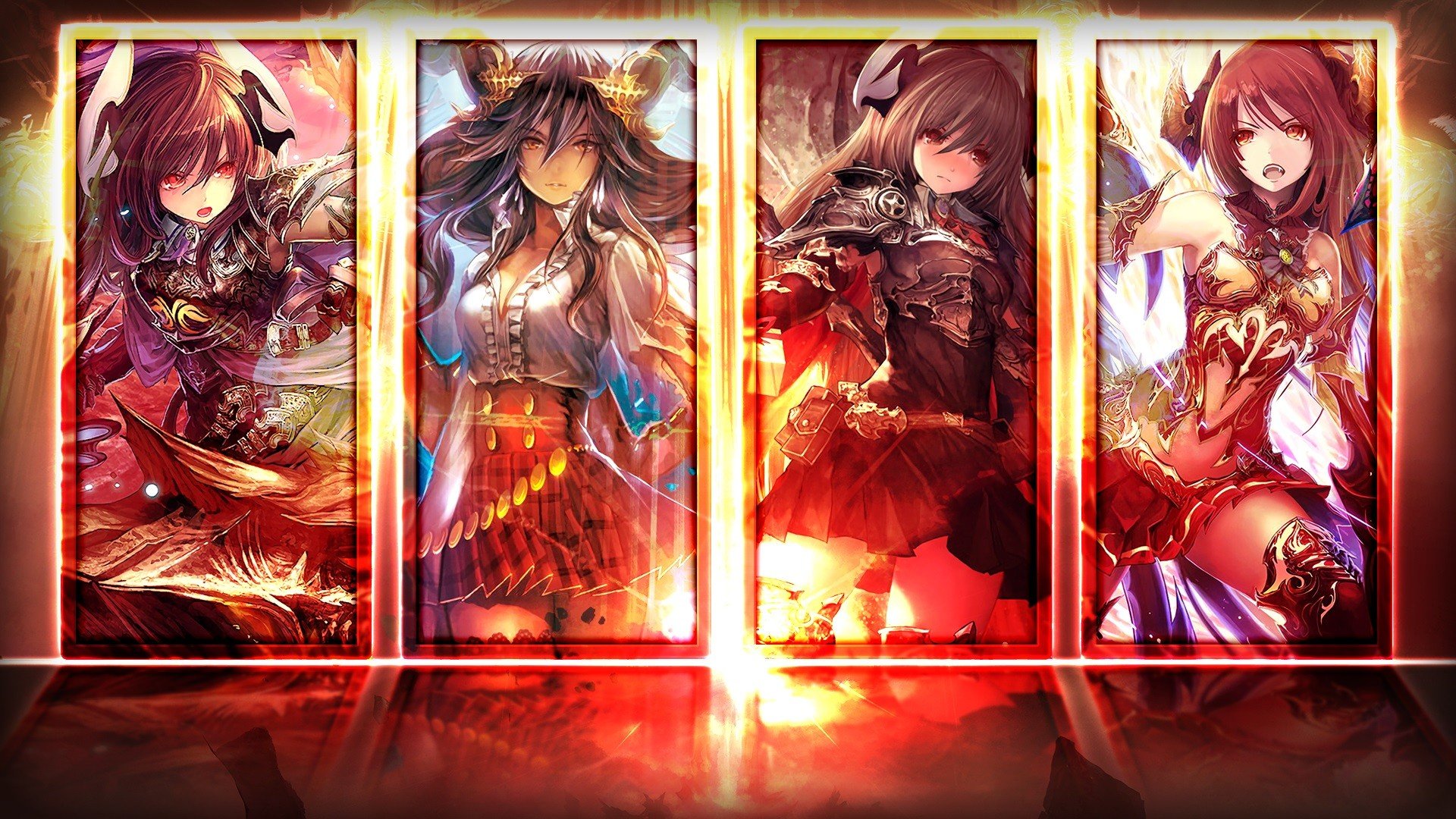 Four female characters from Shadowverse HD Wallpaper
