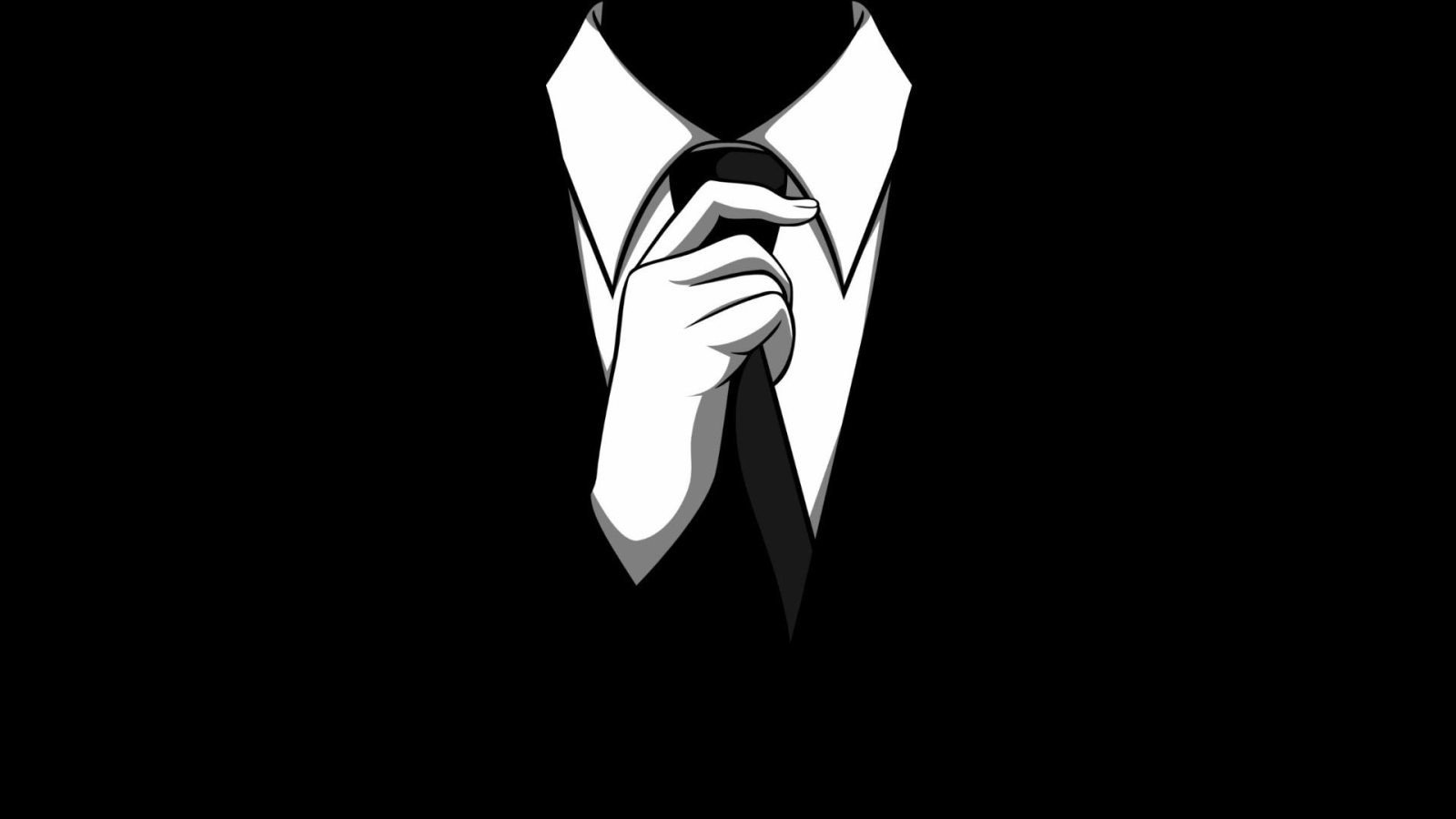 Anonymous mask, suit, and tie HD Wallpaper