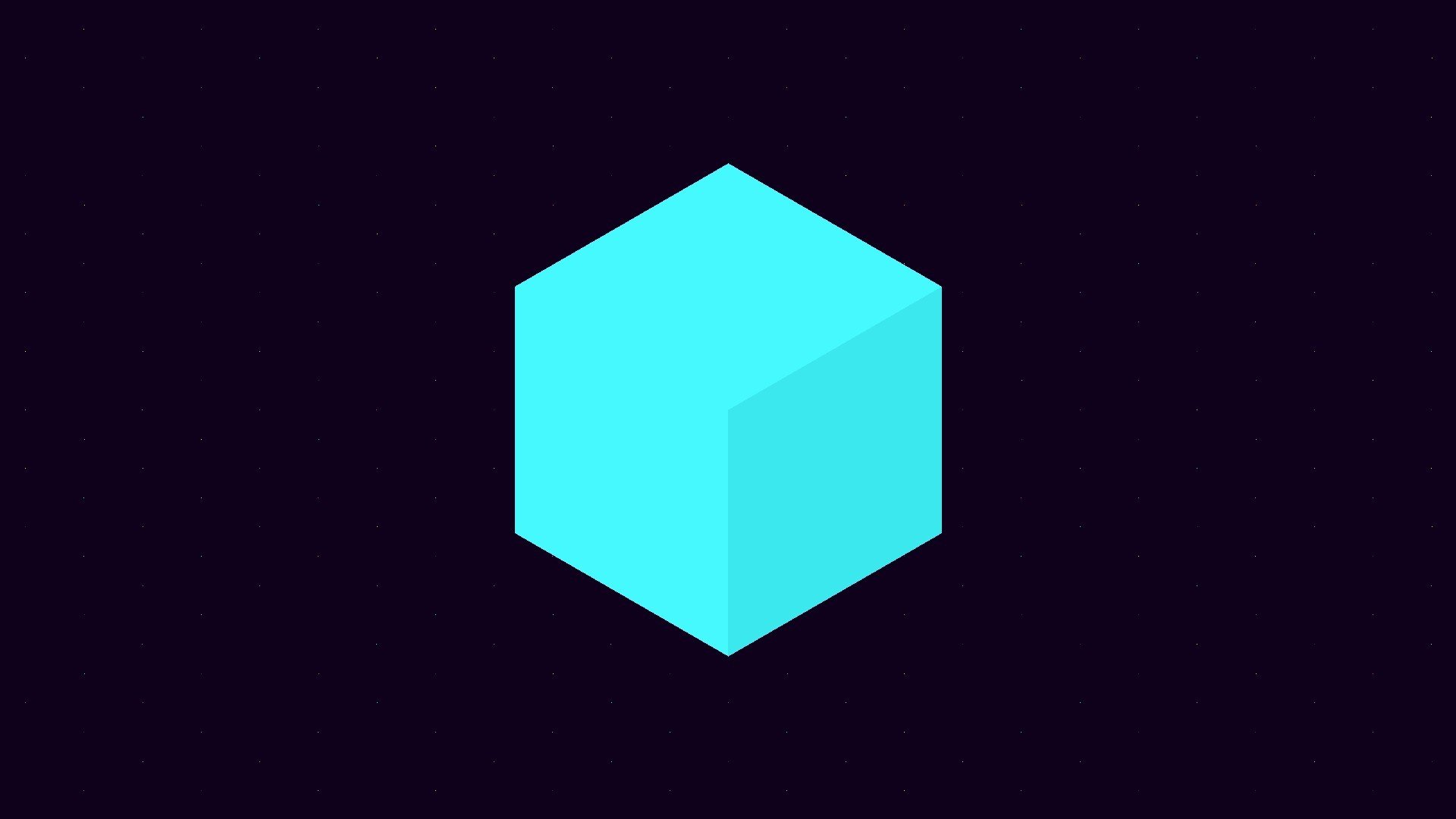 Minimalist cyan cube on dark starry background HD Wallpaper