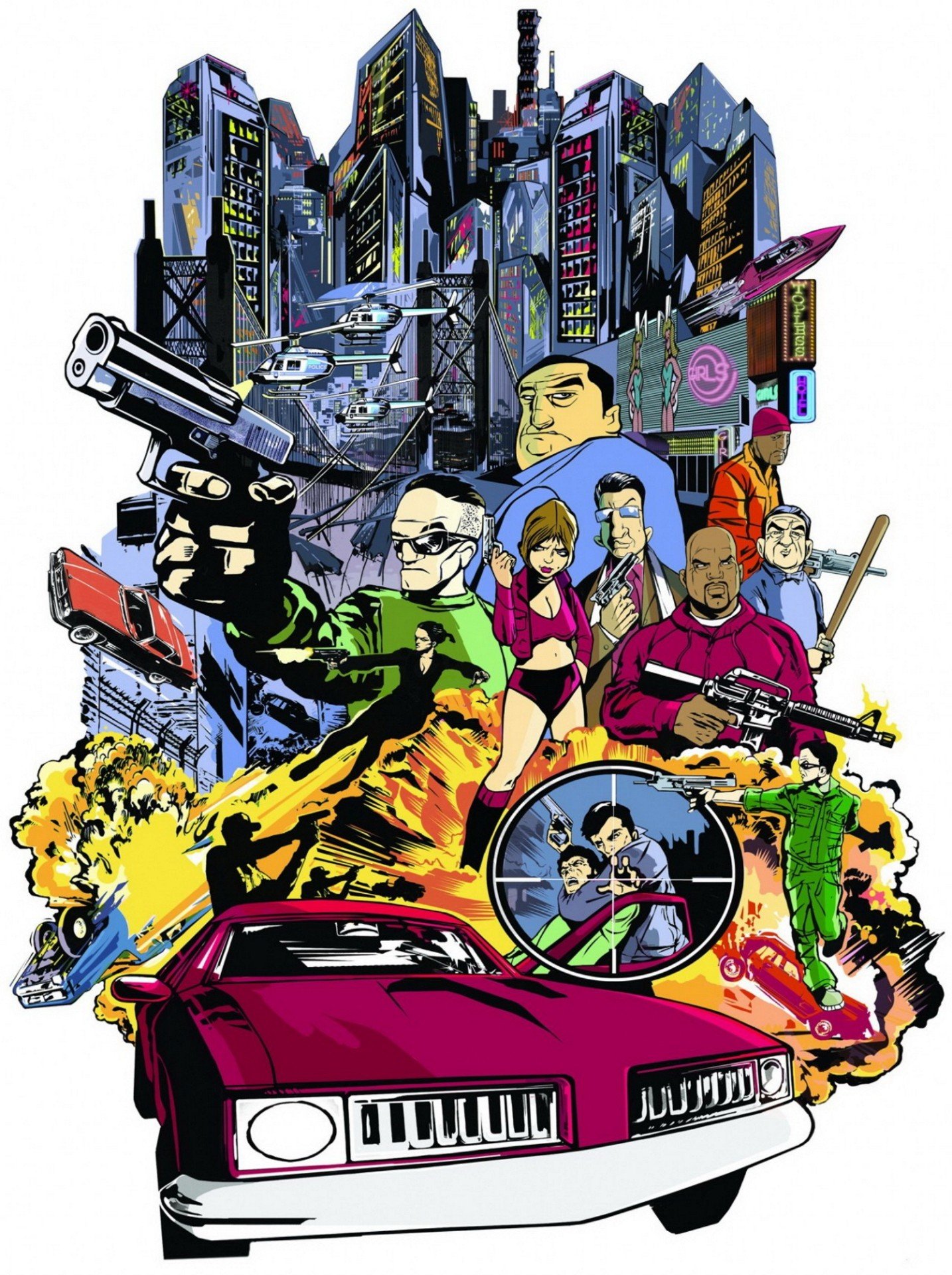 Characters from Grand Theft Auto III in Liberty City HD Wallpaper