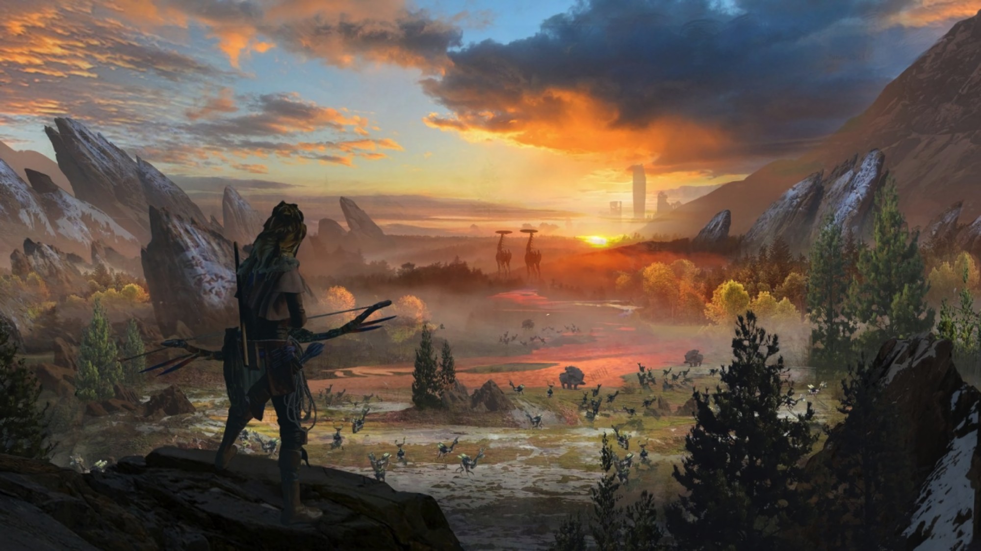Aloy from Horizon Zero Dawn in a landscape HD Wallpaper