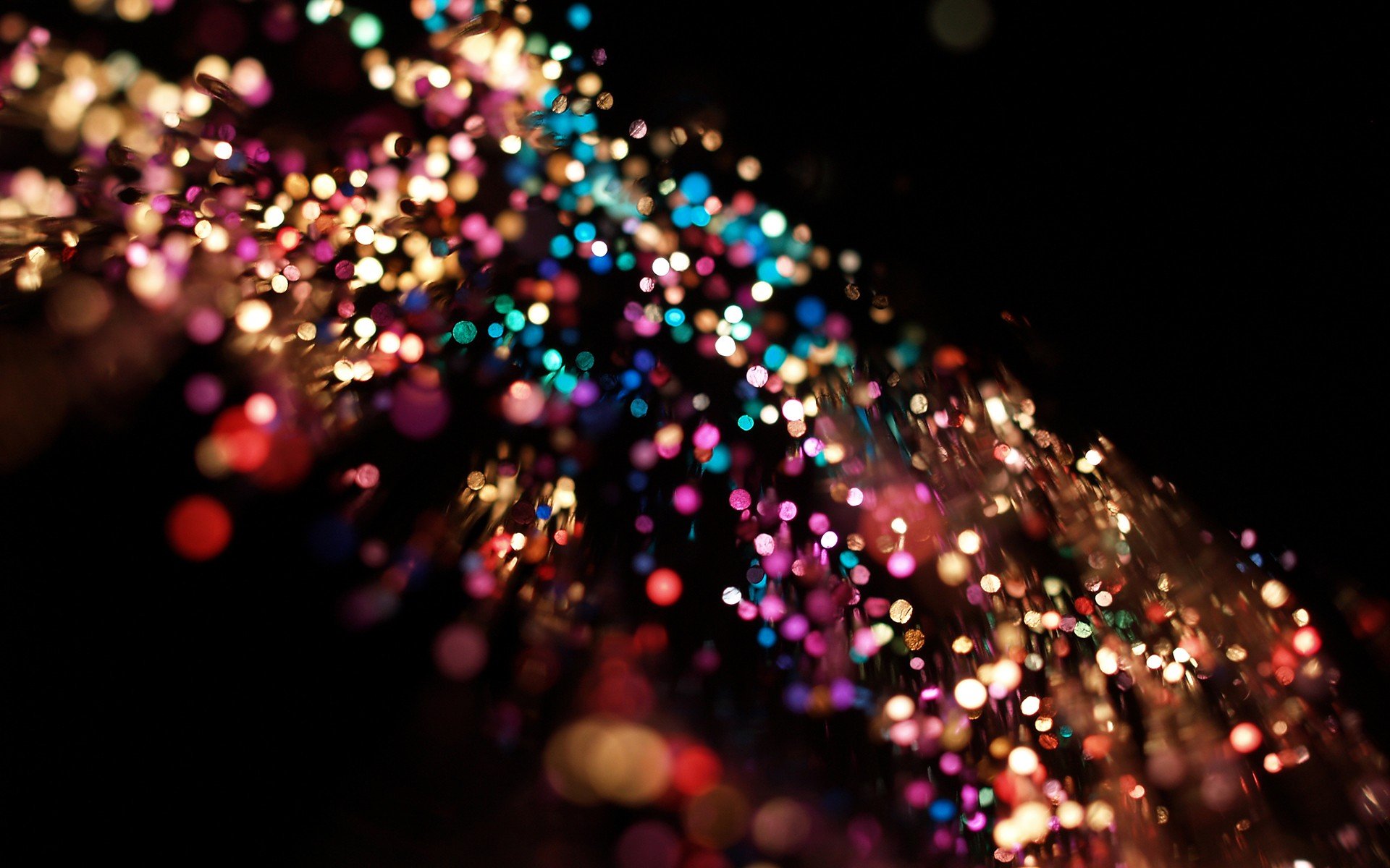 Colorful bokeh lights blurred on black background HD Wallpaper