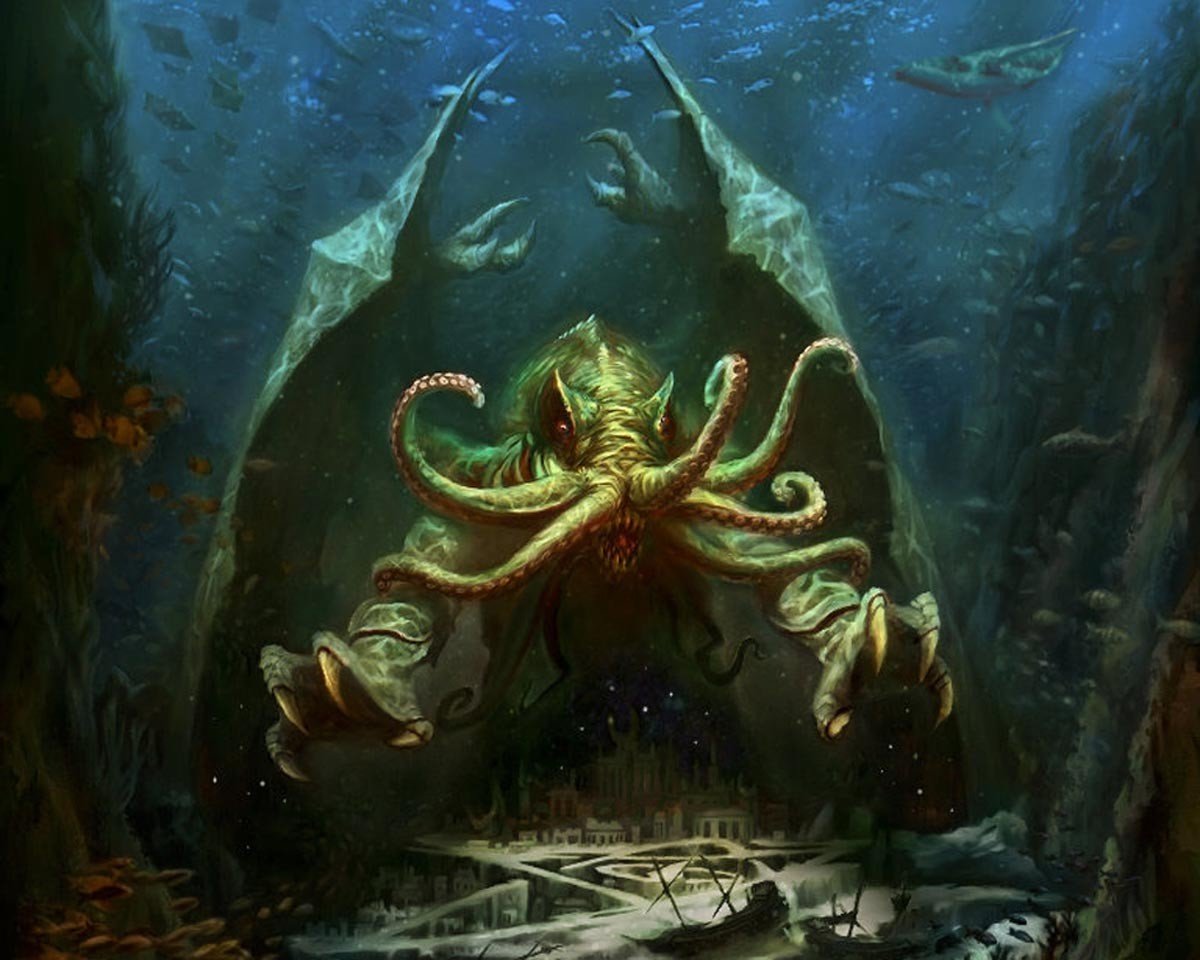 Cthulhu emerges from a sunken city HD Wallpaper