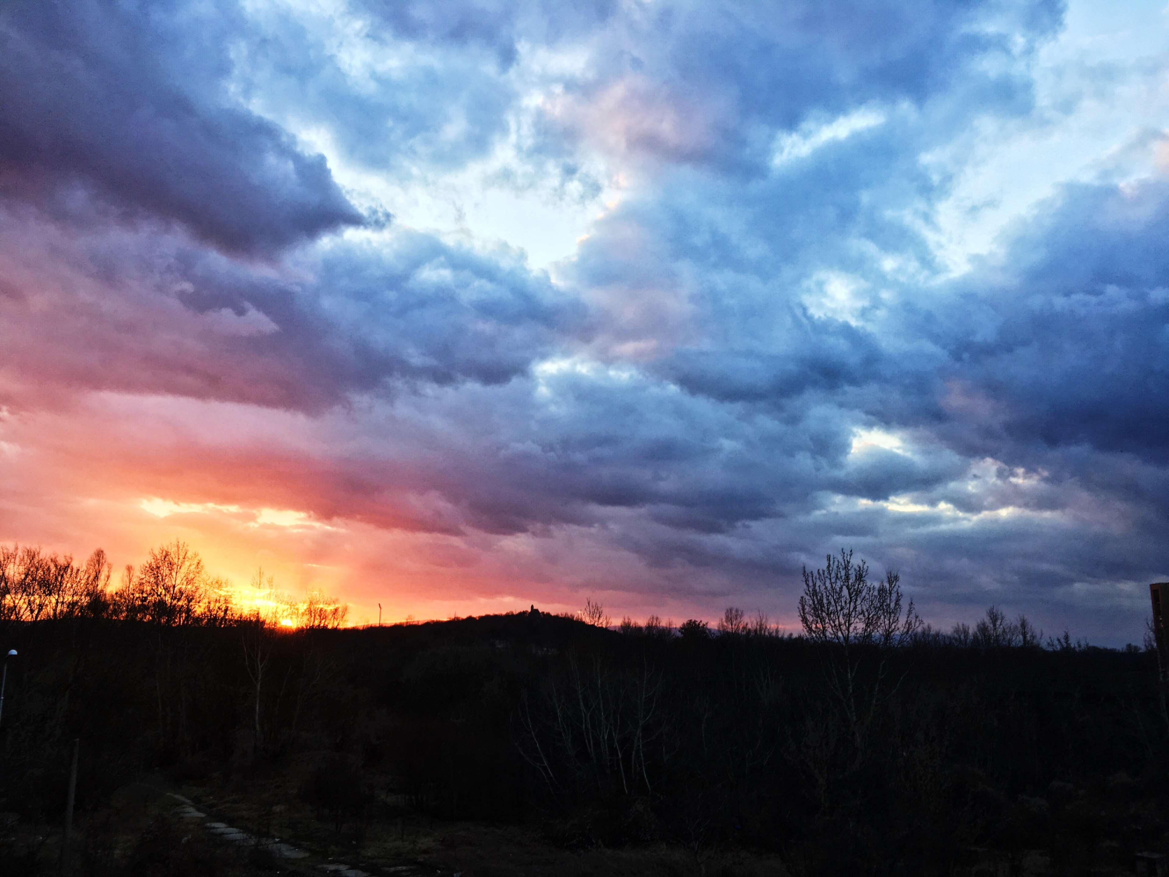 Sunset over Slovakia with dramatic clouds HD Wallpaper