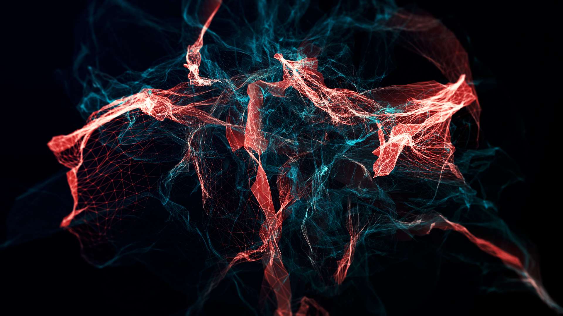 Abstract red and blue wireframe network HD Wallpaper