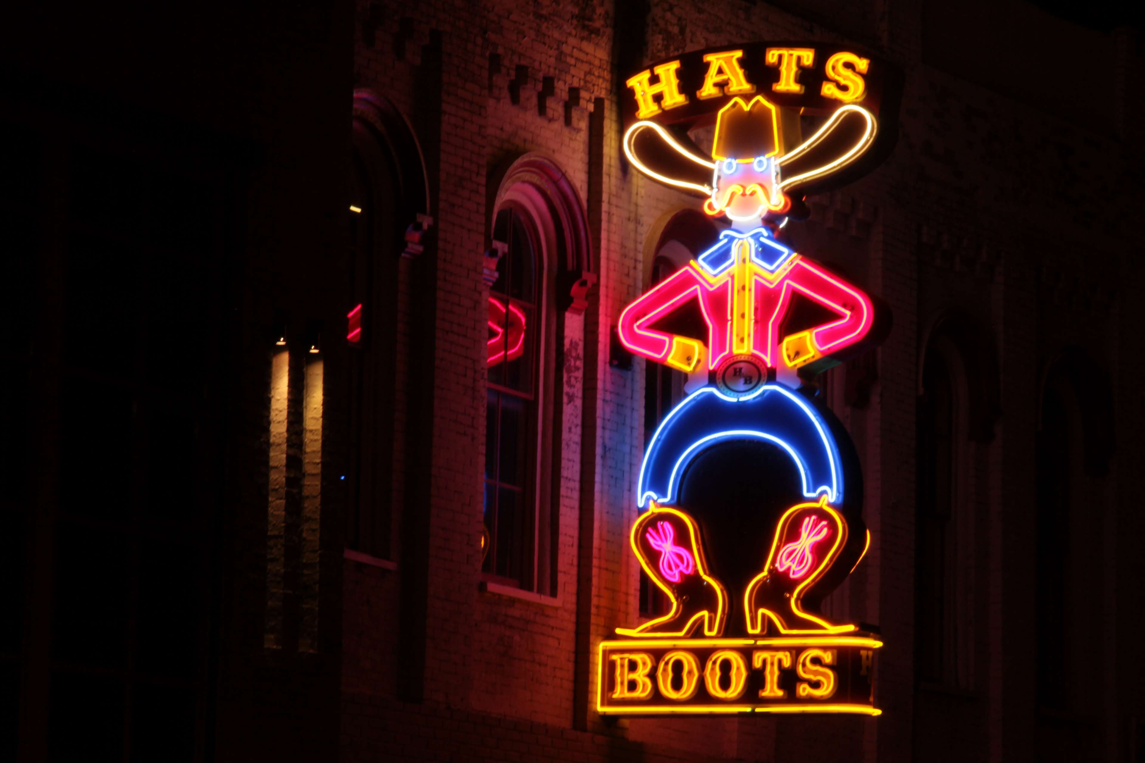 Neon cowboy sign for Hats and Boots in Nashville HD Wallpaper