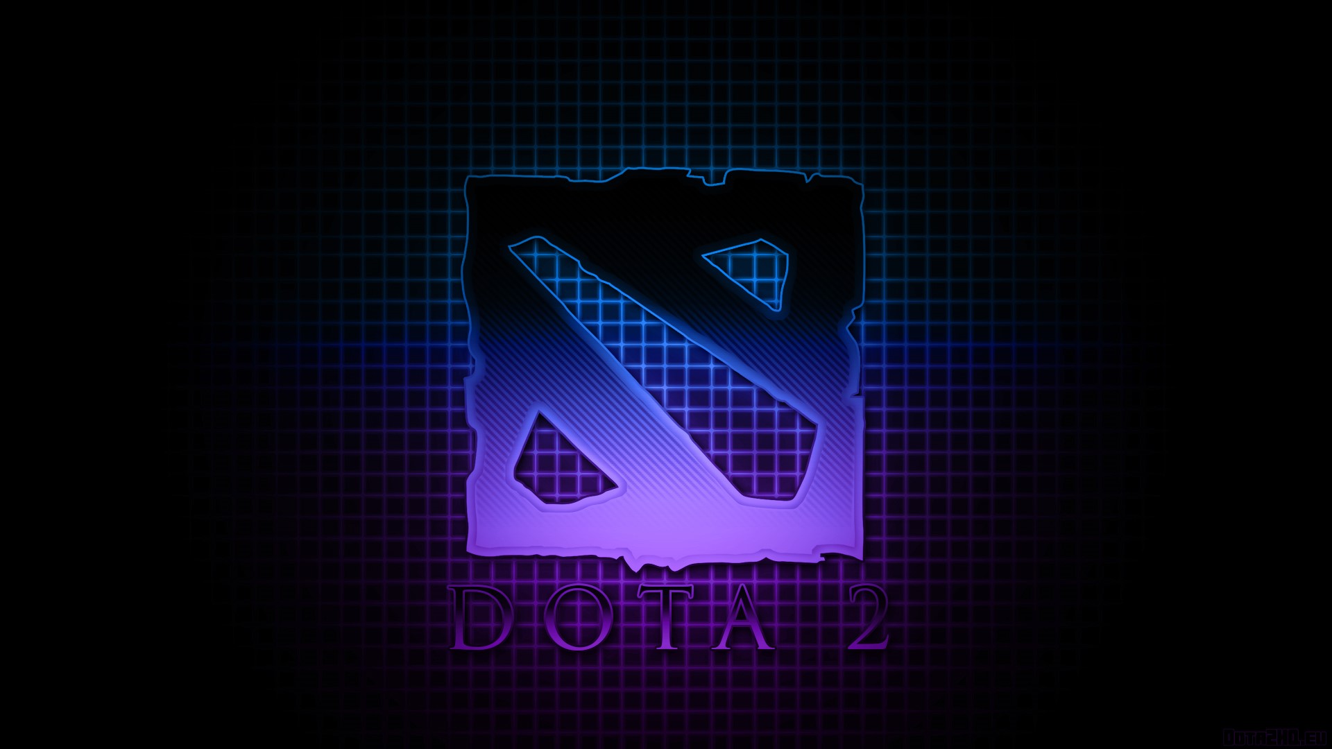 Dota 2 logo with neon grid background HD Wallpaper