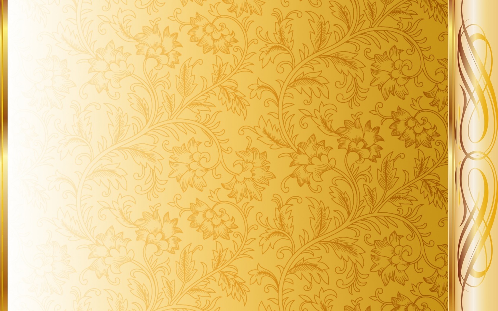 Gold floral ornament pattern with decorative border HD Wallpaper