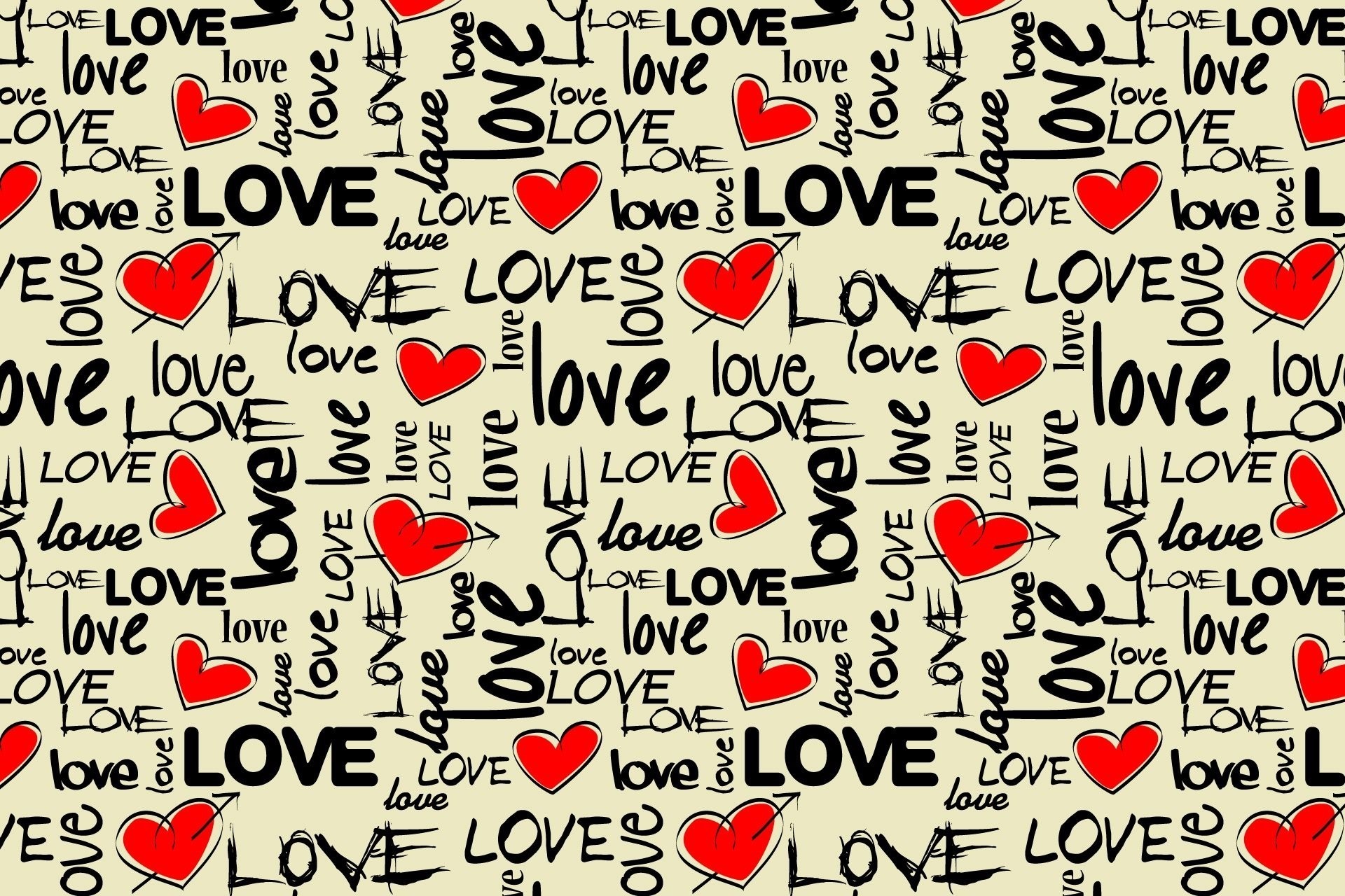 Love and Hearts Pattern HD Wallpaper