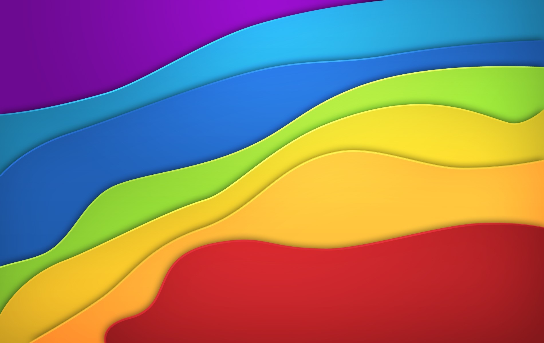 Abstract rainbow colored wavy layers HD Wallpaper