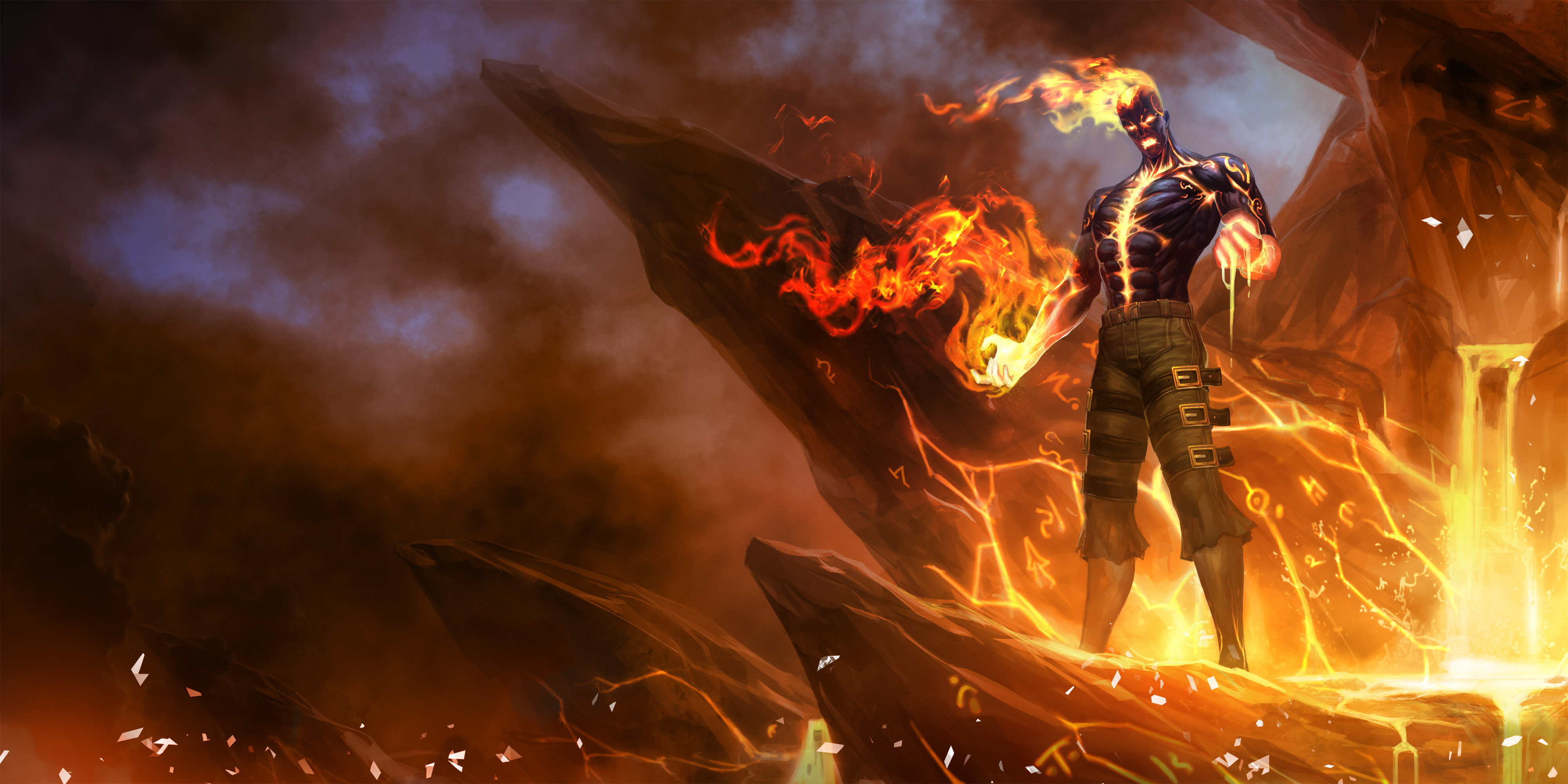 Brand from League of Legends in a volcanic landscape HD Wallpaper