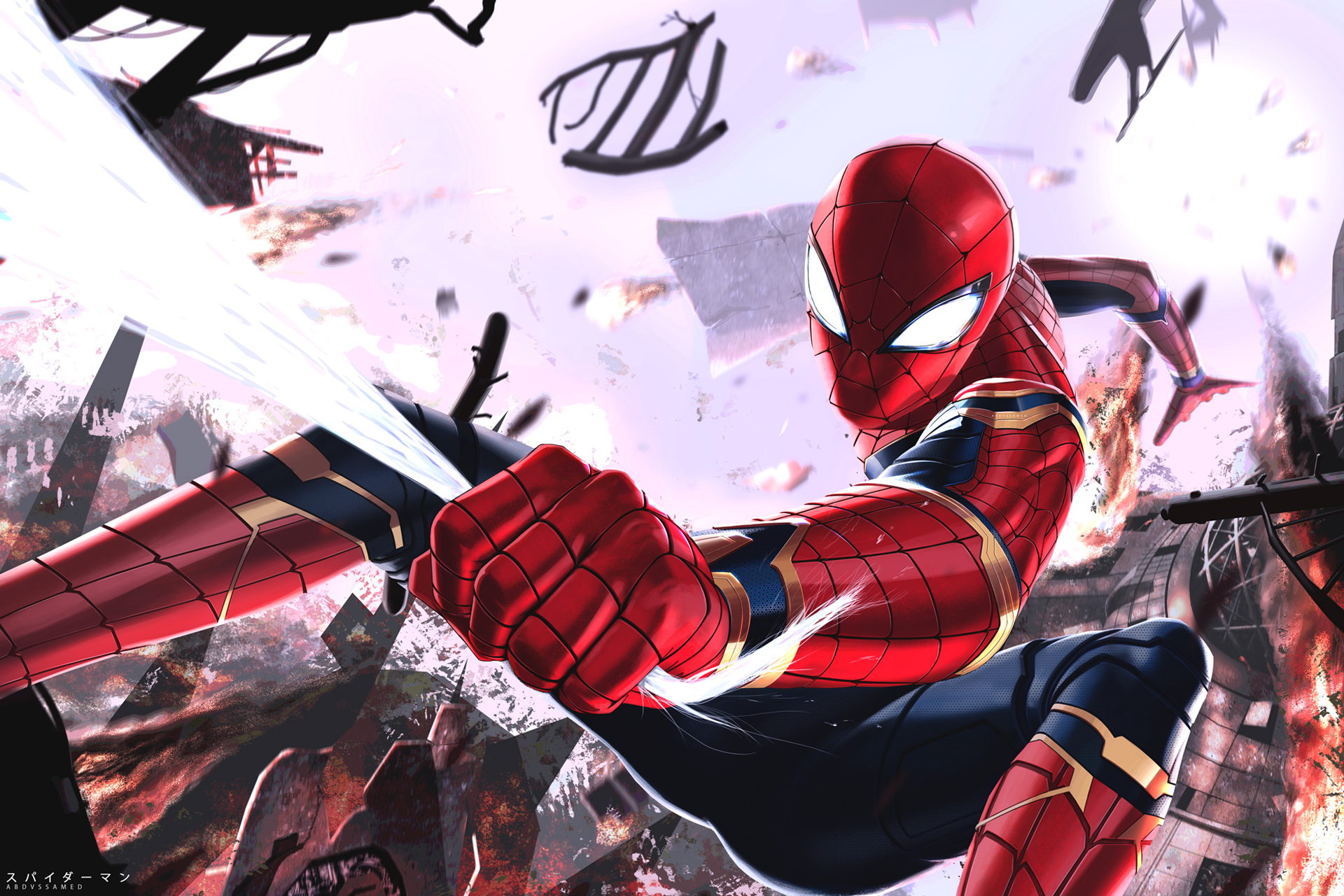 Spider-Man from Avengers Infinity War artwork HD Wallpaper