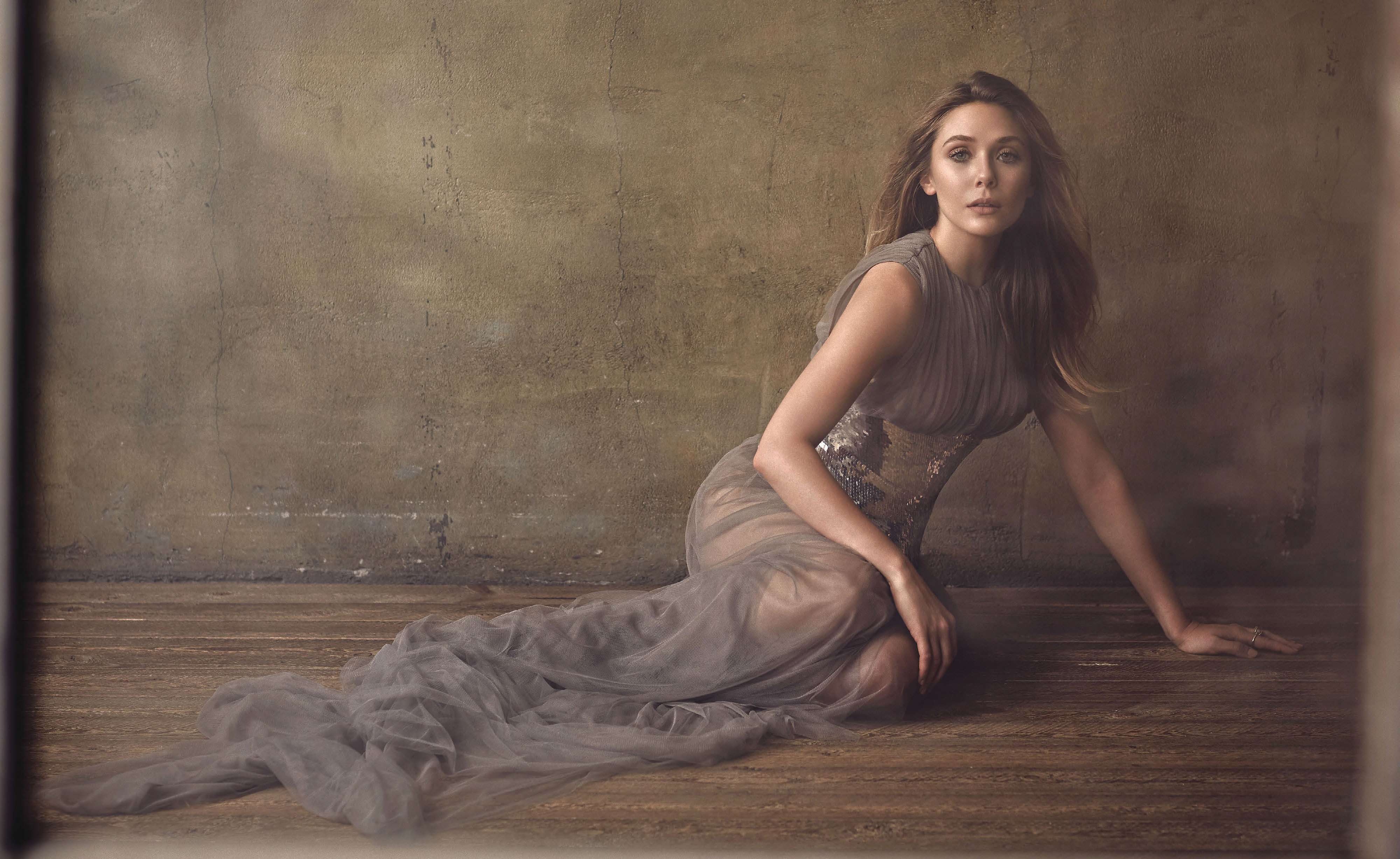 Elizabeth Olsen in a sheer dress HD Wallpaper