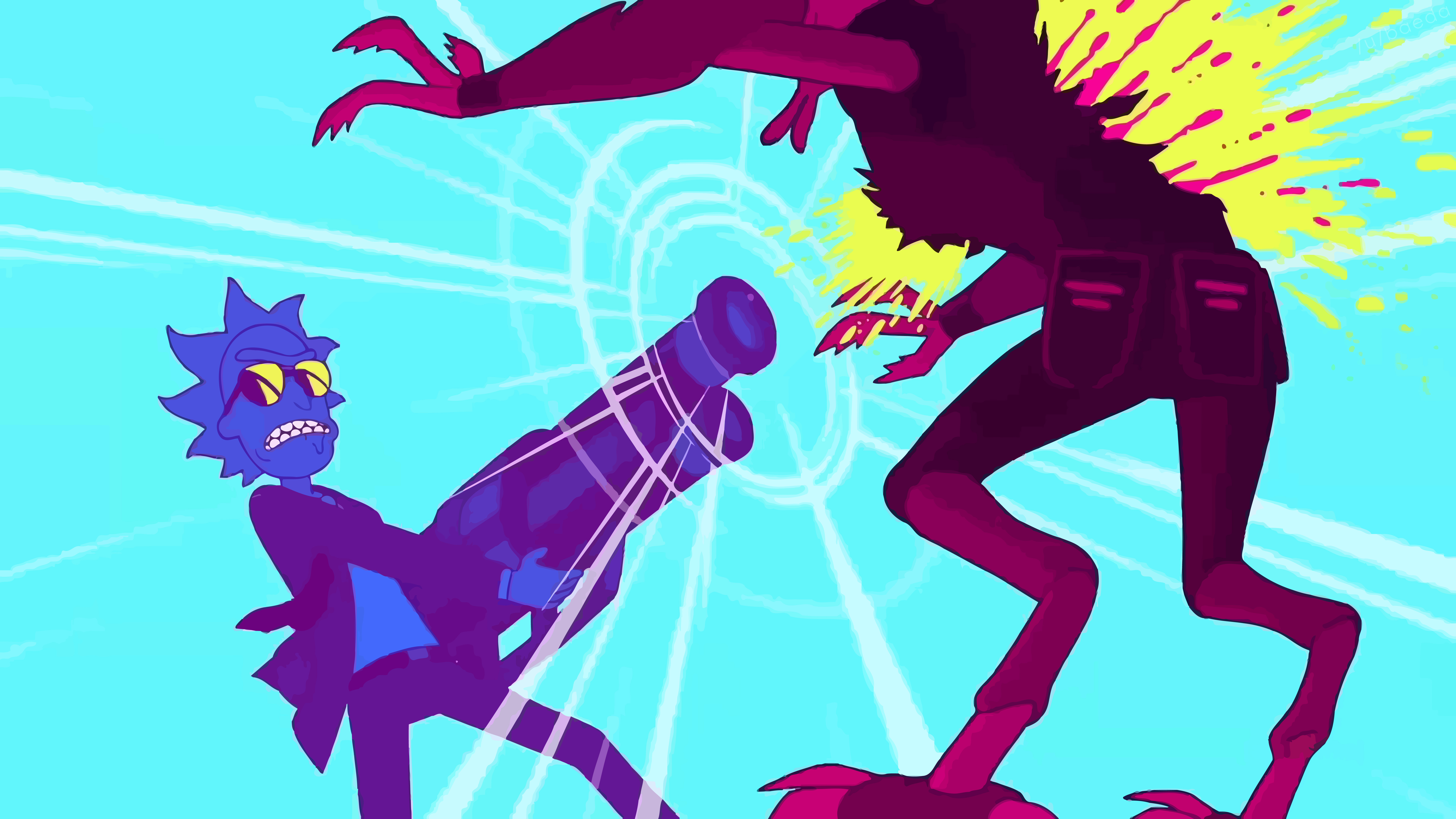 Rick and Morty Action Scene in 4K HD Wallpaper