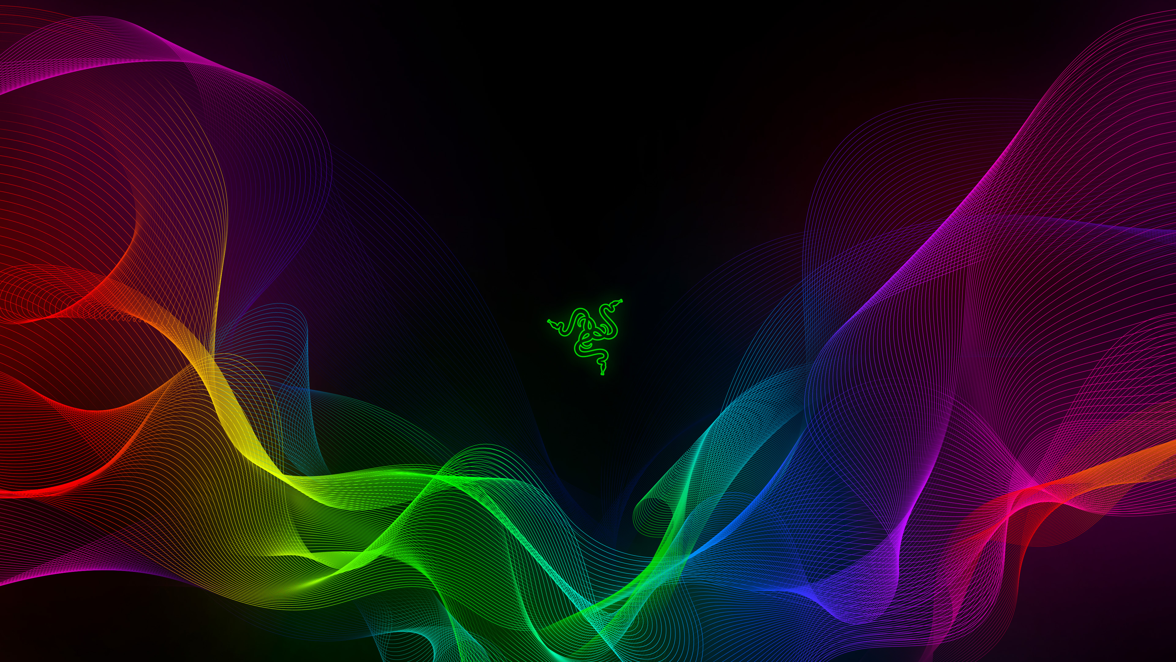 Razer logo with colorful wavy lines HD Wallpaper