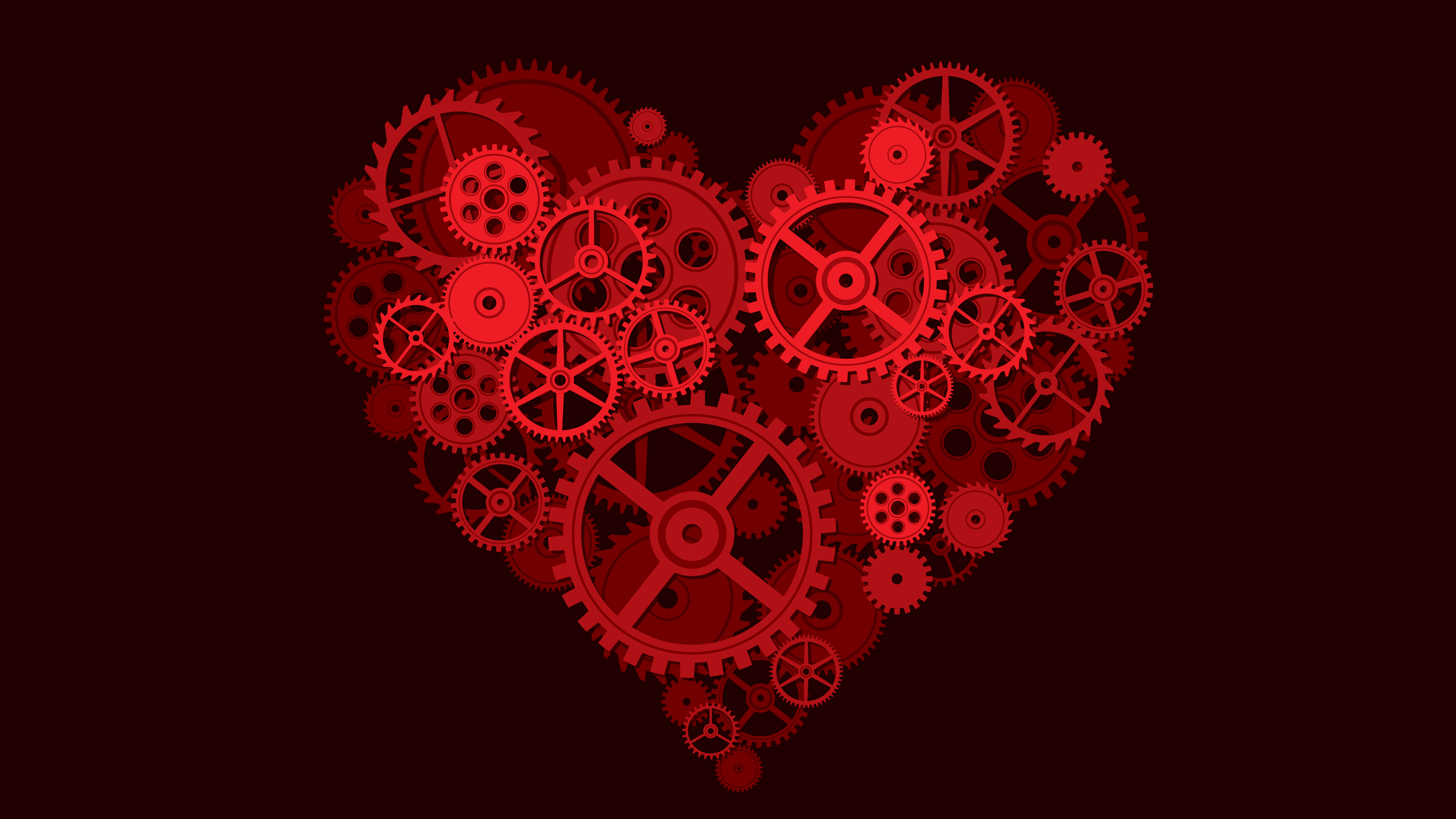 Heart made of red gears HD Wallpaper