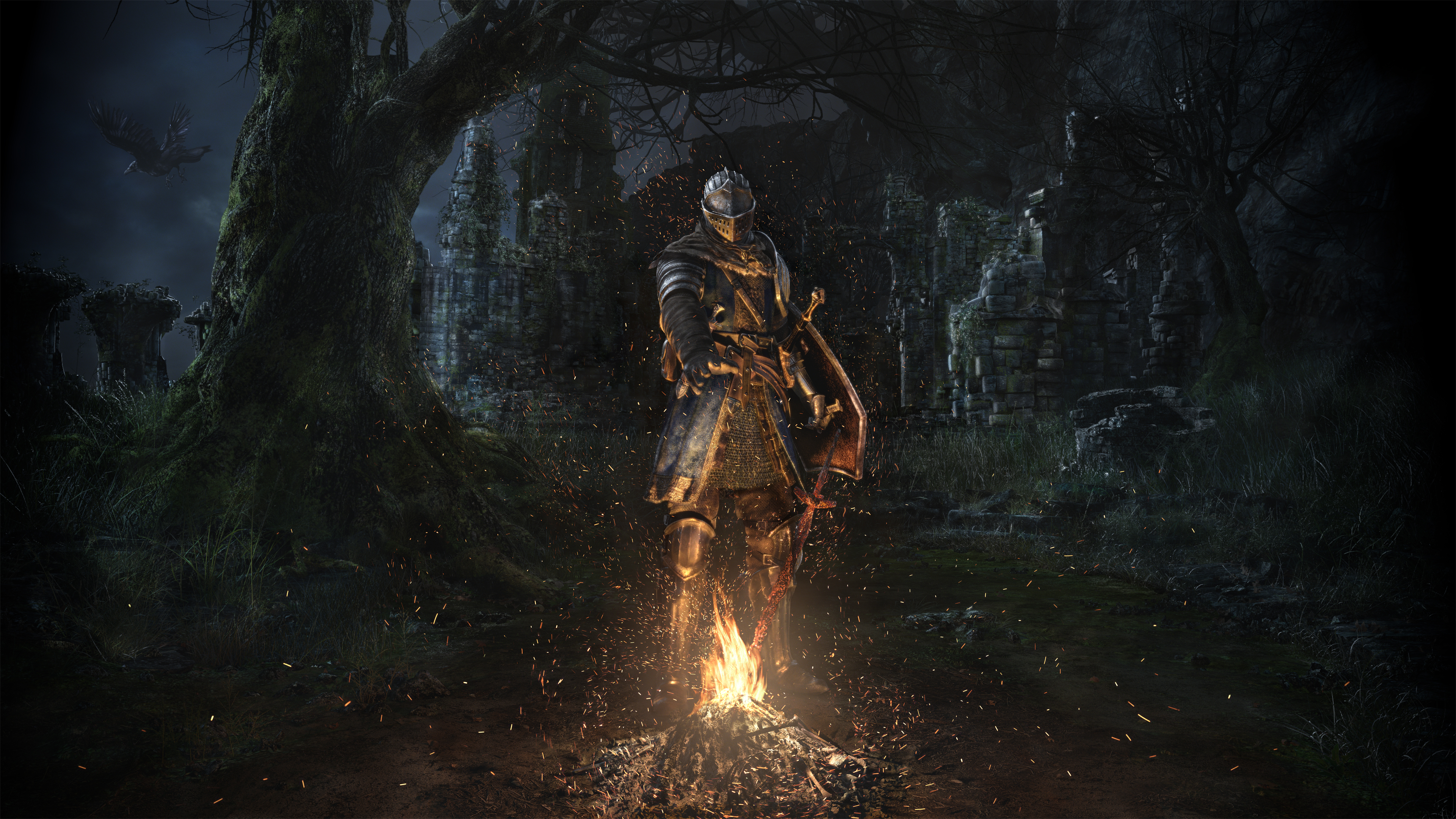 Dark Souls Knight by Bonfire 4K HD Wallpaper
