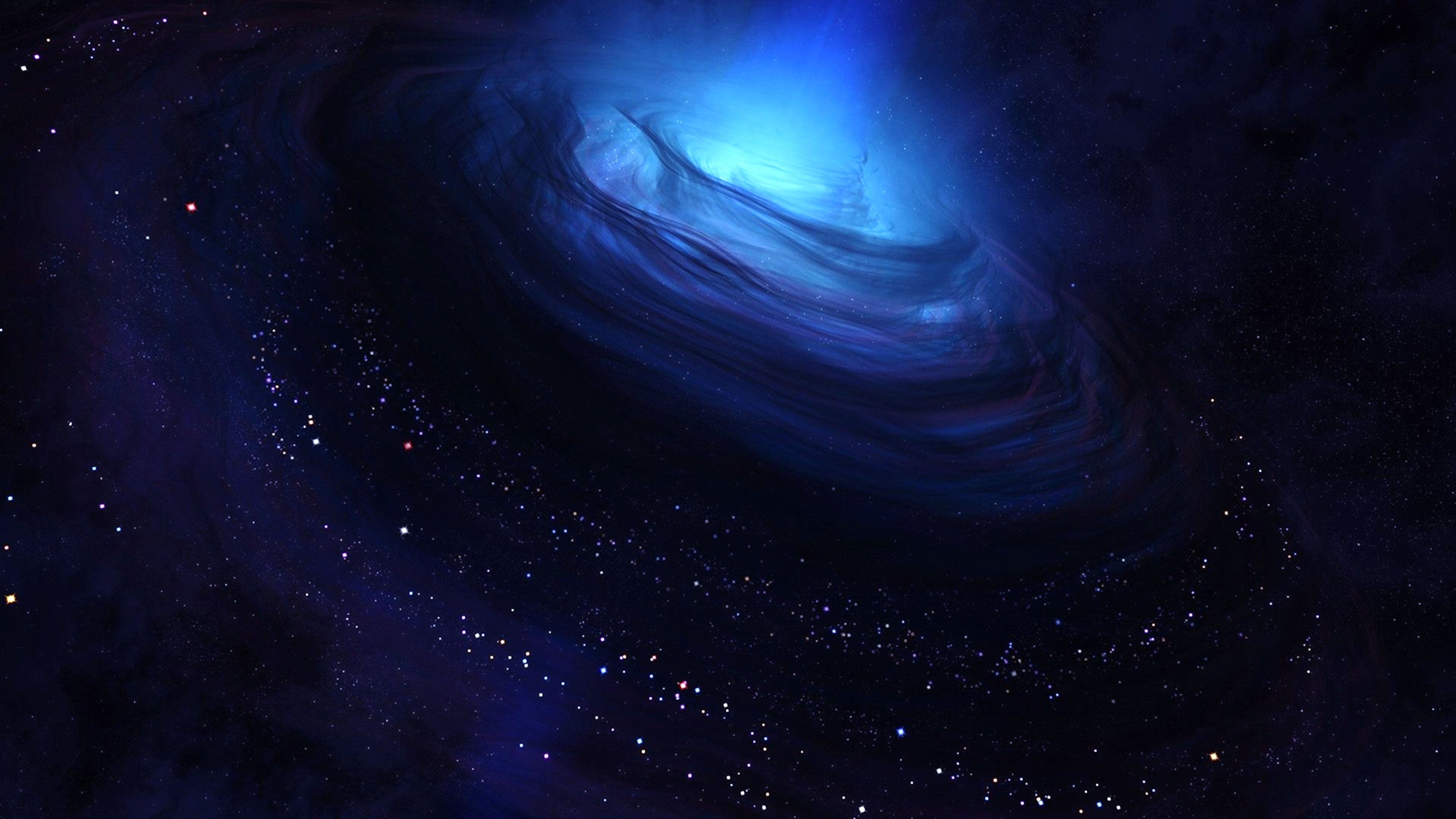 Digital galaxy with stars and blue nebula 4K HD Wallpaper