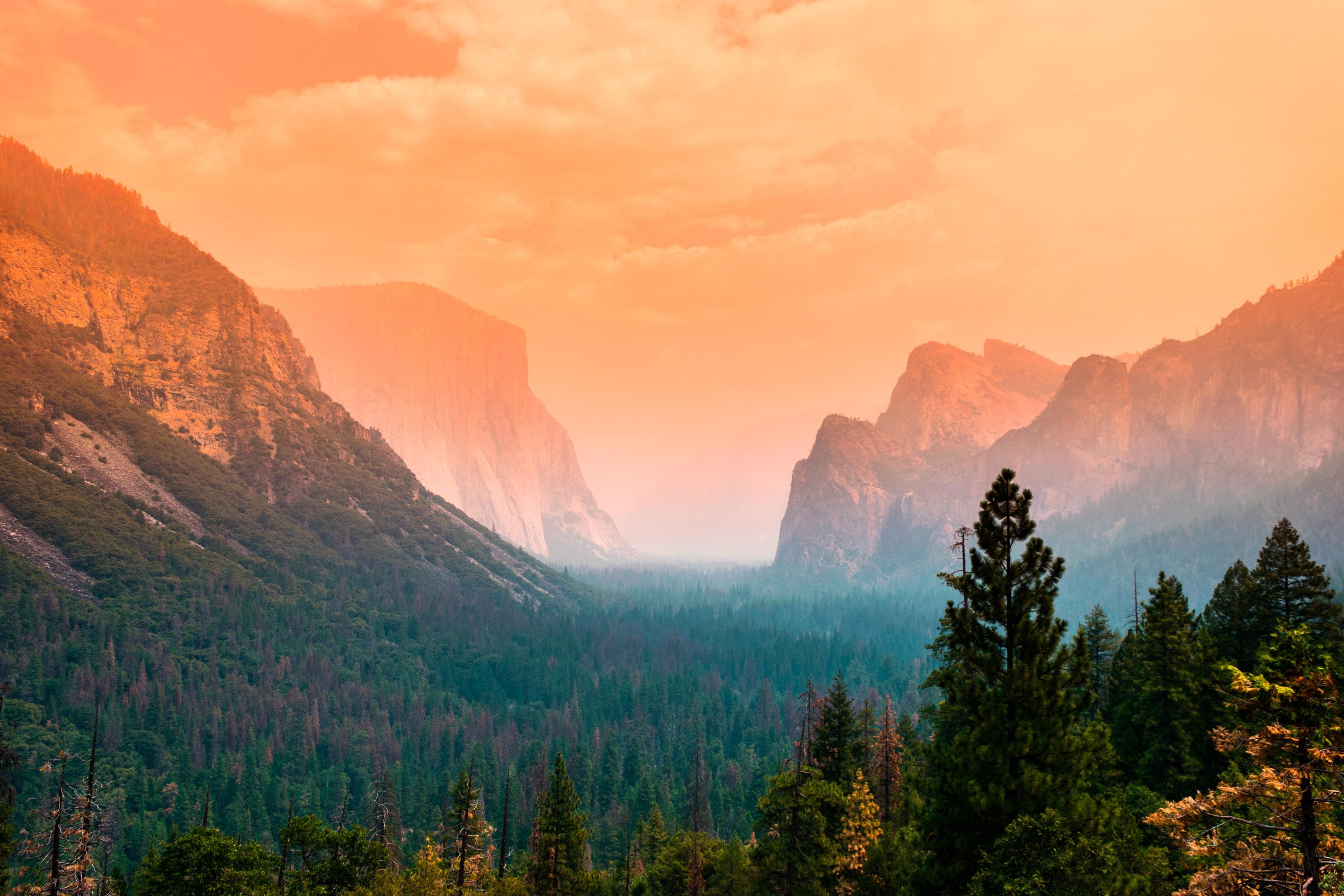 Yosemite National Park mountains at sunset 4K HD Wallpaper