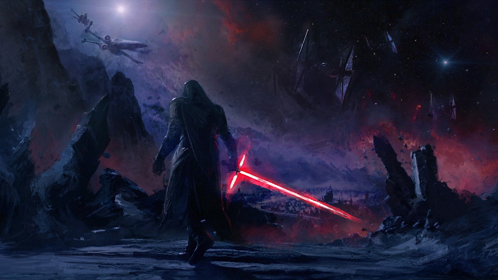 Kylo Ren from Star Wars with Lightsaber HD Wallpaper