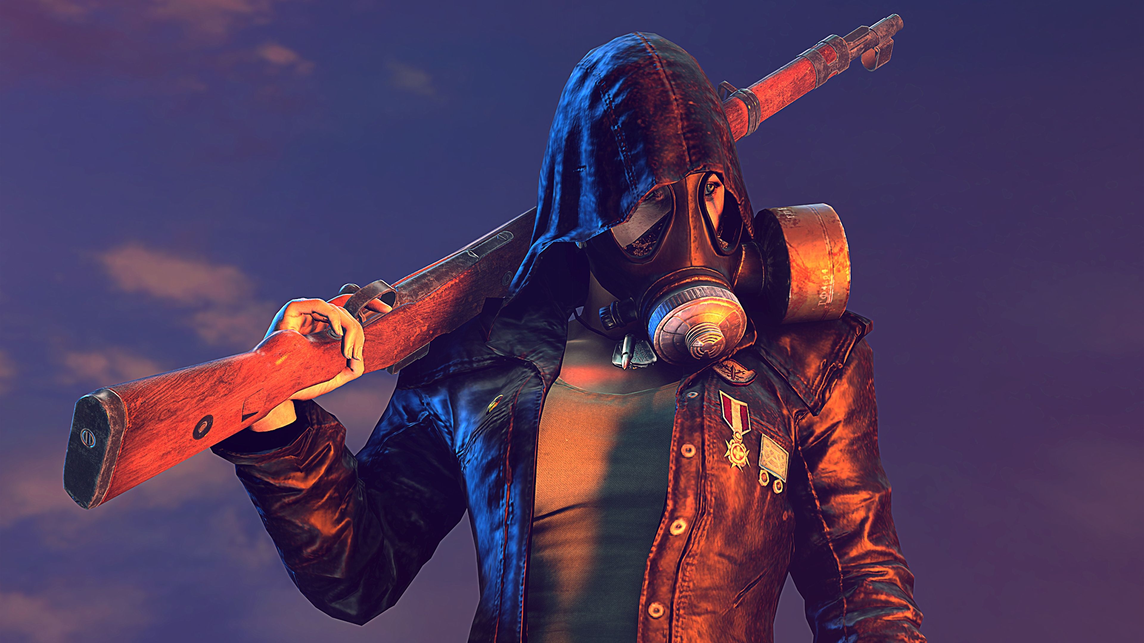 PlayerUnknown's Battlegrounds character with gas mask and rifle HD Wallpaper