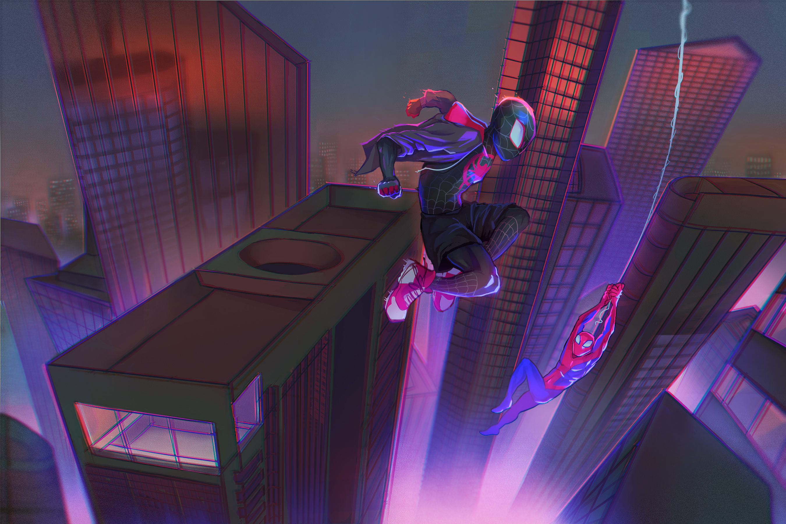Miles Morales and Spider-Man from Spider-Man: Into The Spider-Verse HD Wallpaper