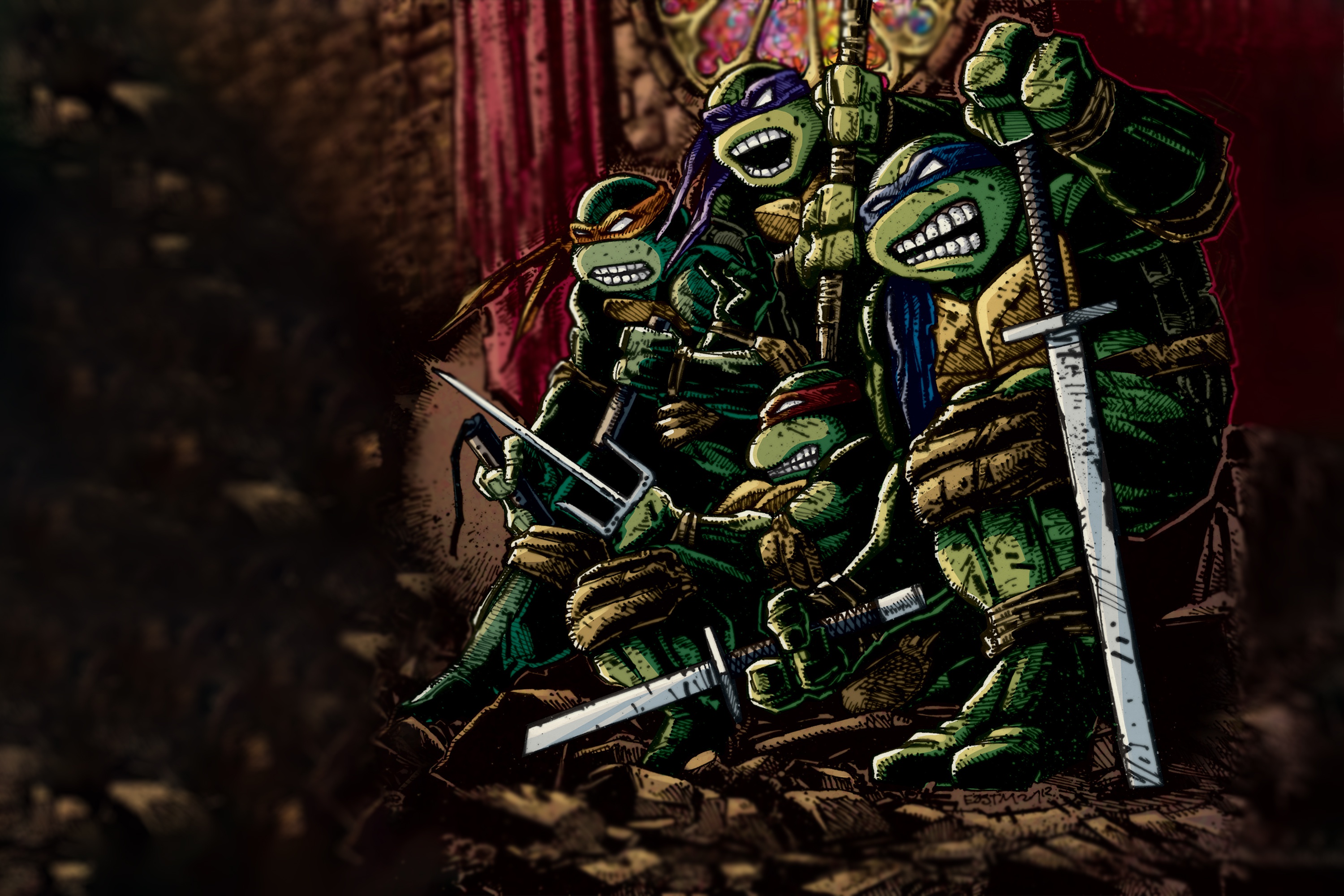 Teenage Mutant Ninja Turtles in a church HD Wallpaper