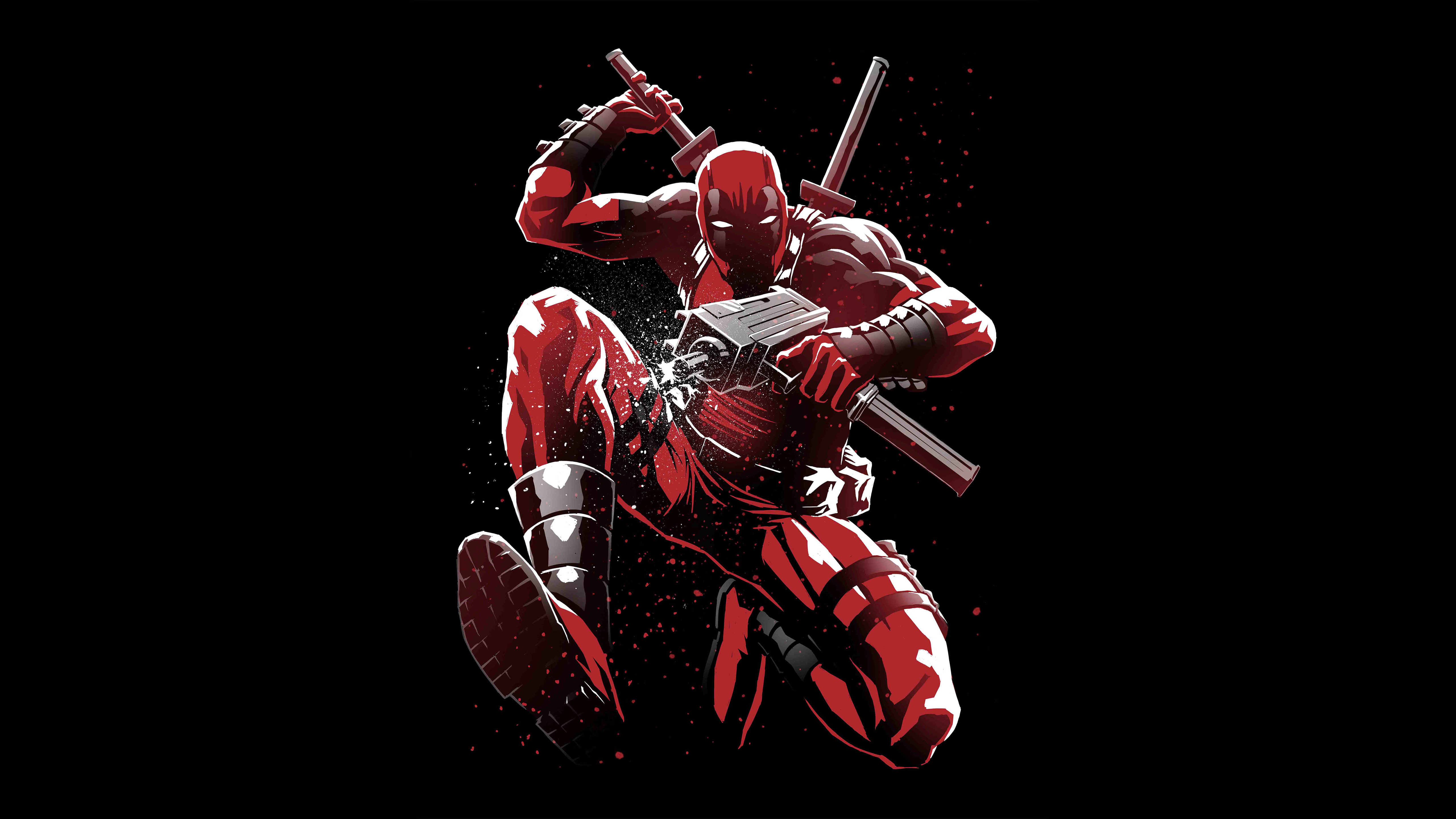 Deadpool with swords and gun HD Wallpaper