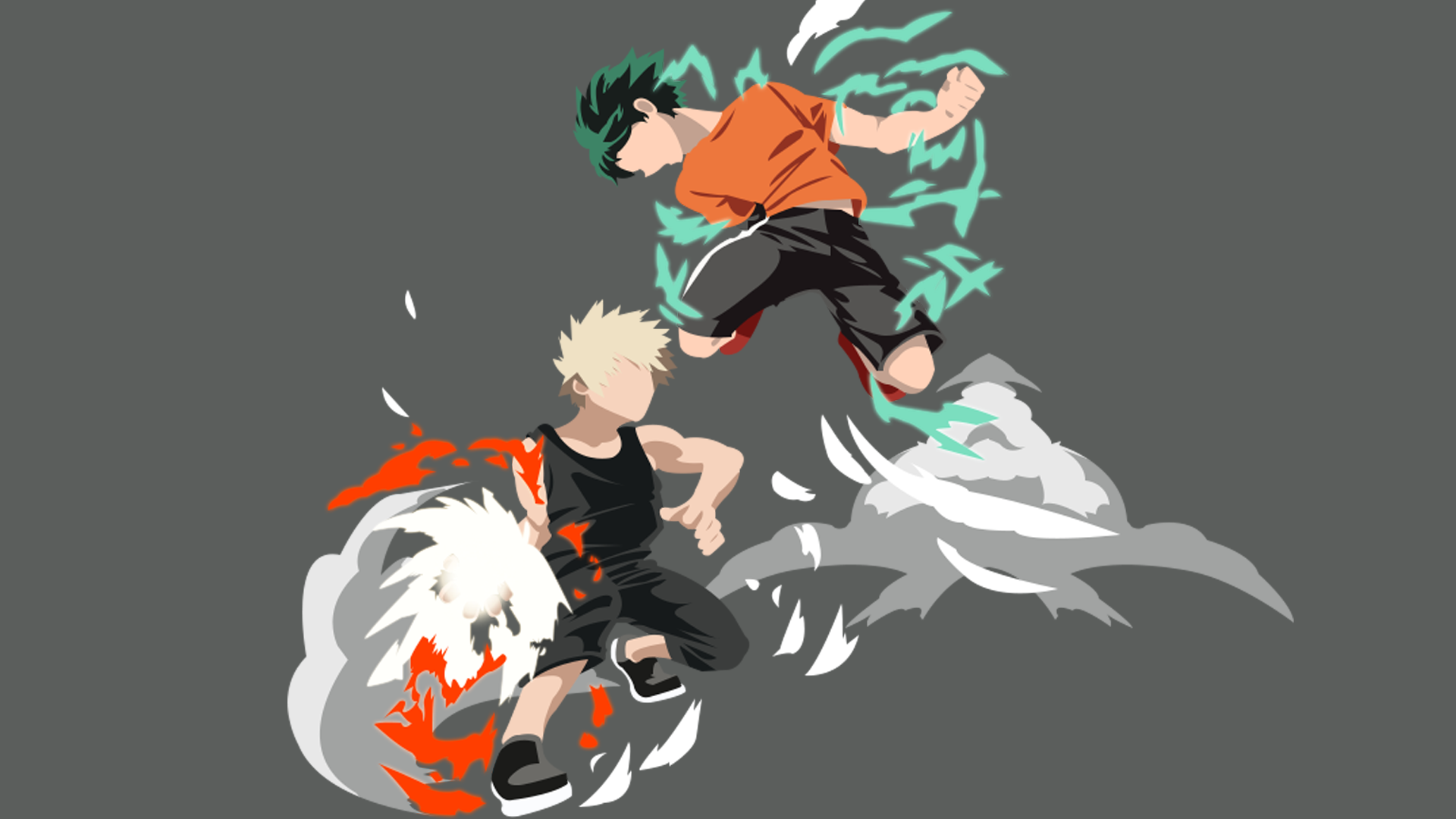 Izuku Midoriya and Katsuki Bakugou fighting HD Wallpaper