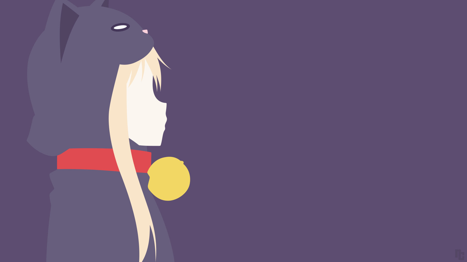 Mashiro Shiina in Cat Costume Minimalist Art HD Wallpaper