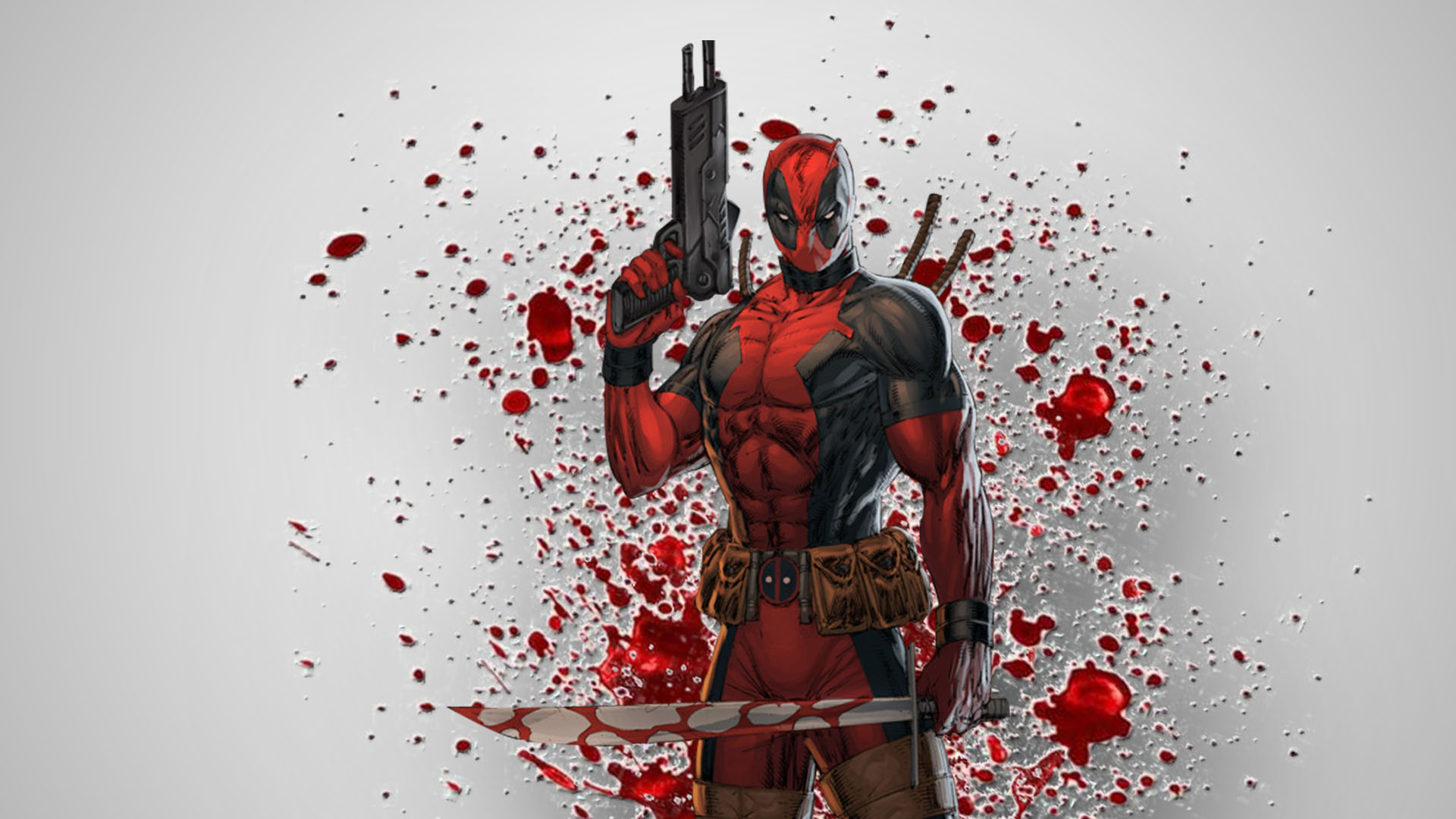 Deadpool from Marvel Comics with gun and sword HD Wallpaper
