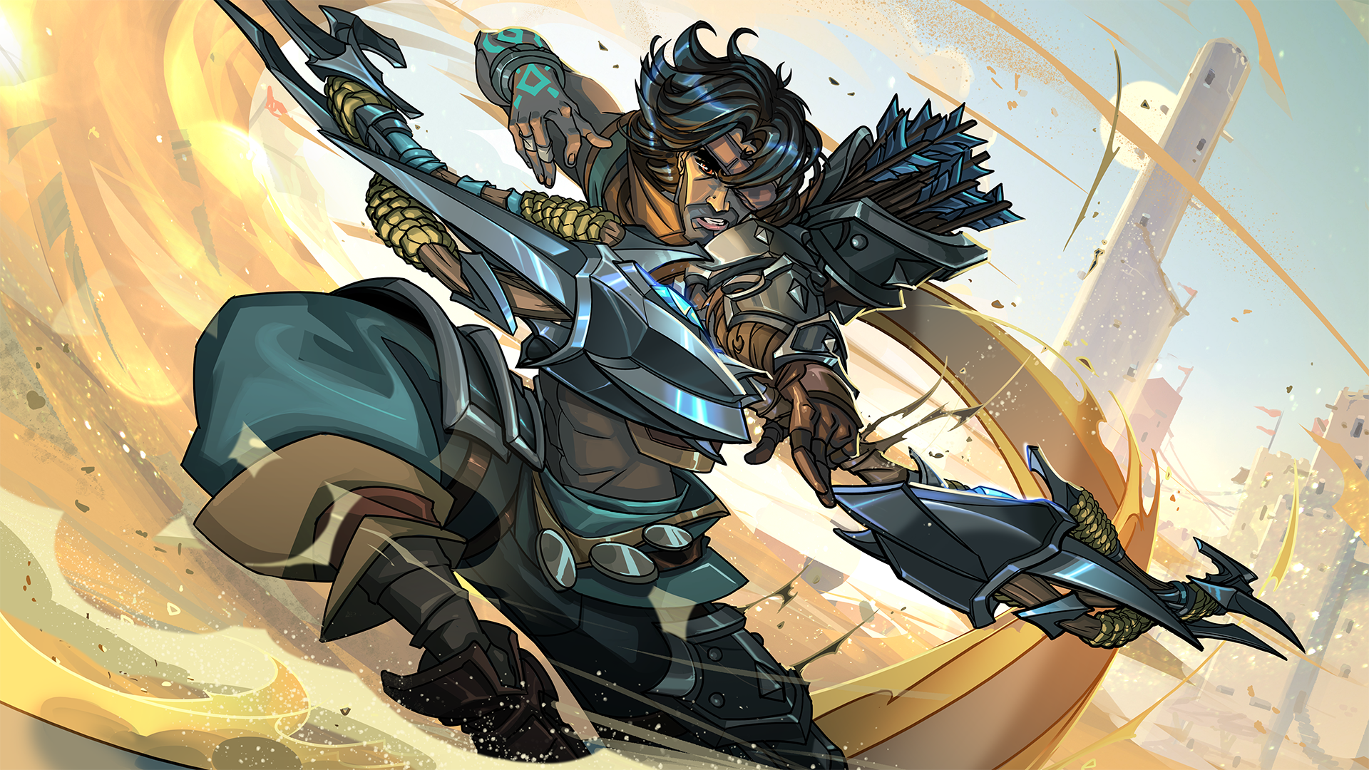Sha Lin from Paladins drawing a bow HD Wallpaper