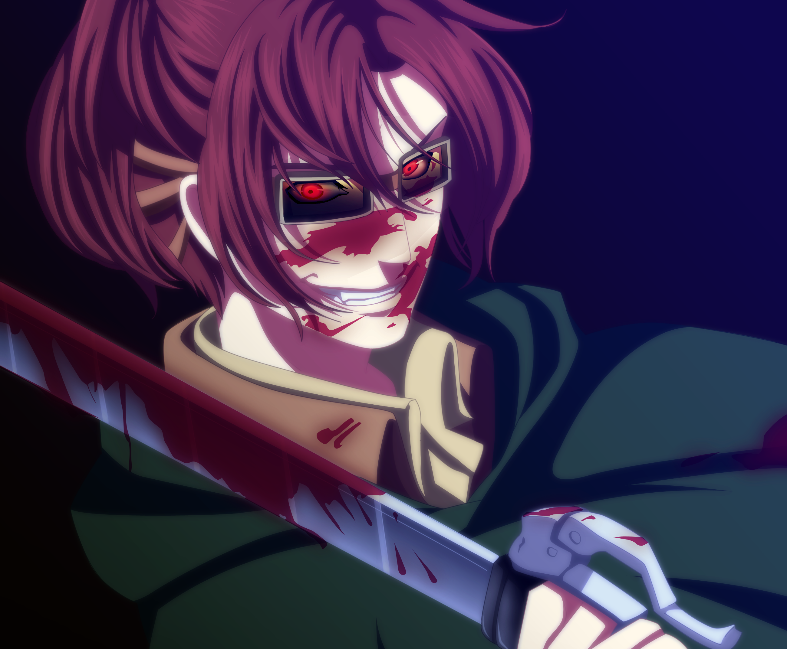 Hange Zoë from Attack on Titan with bloody sword HD Wallpaper