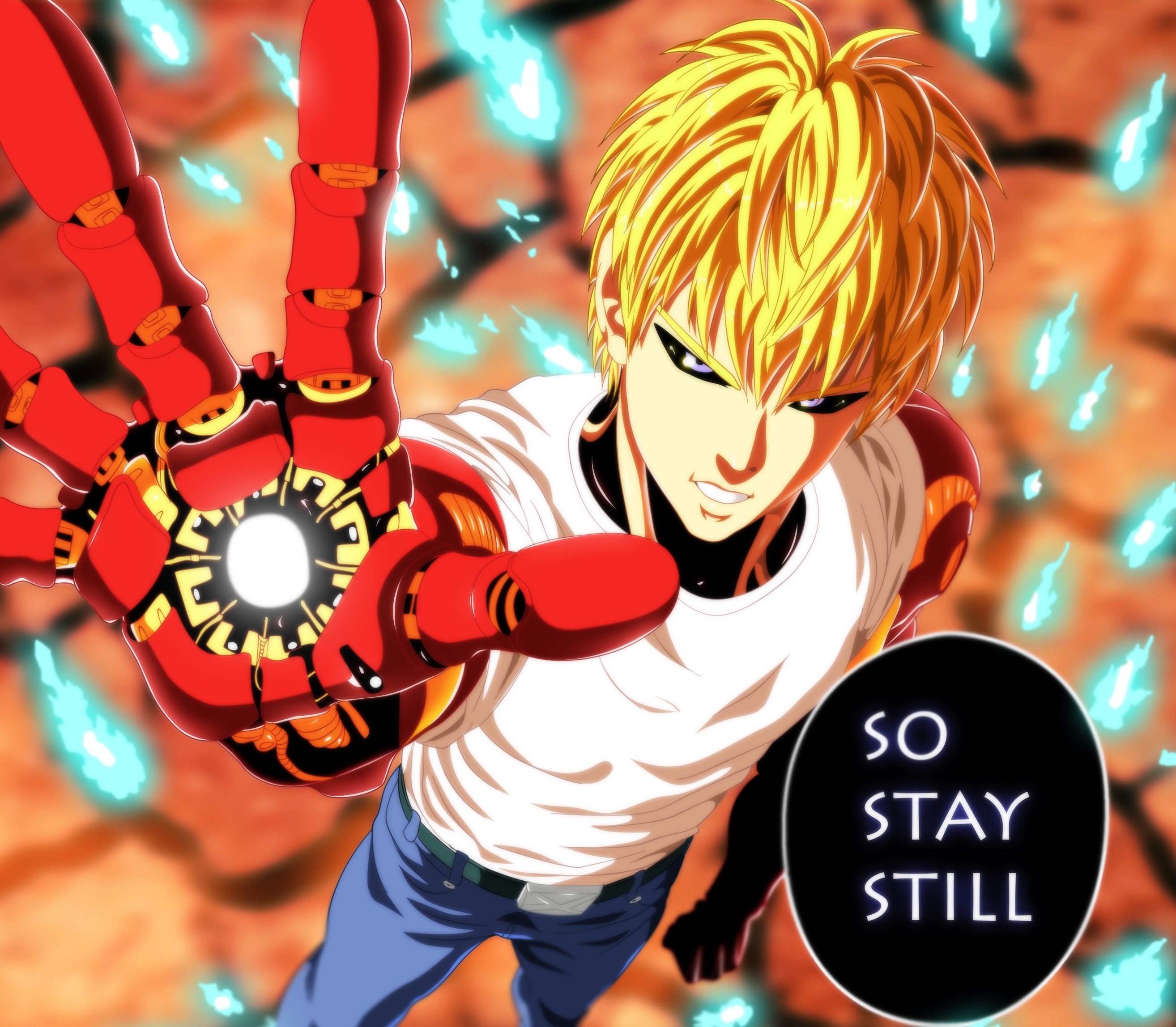 Genos from One-Punch Man with robotic arm HD Wallpaper