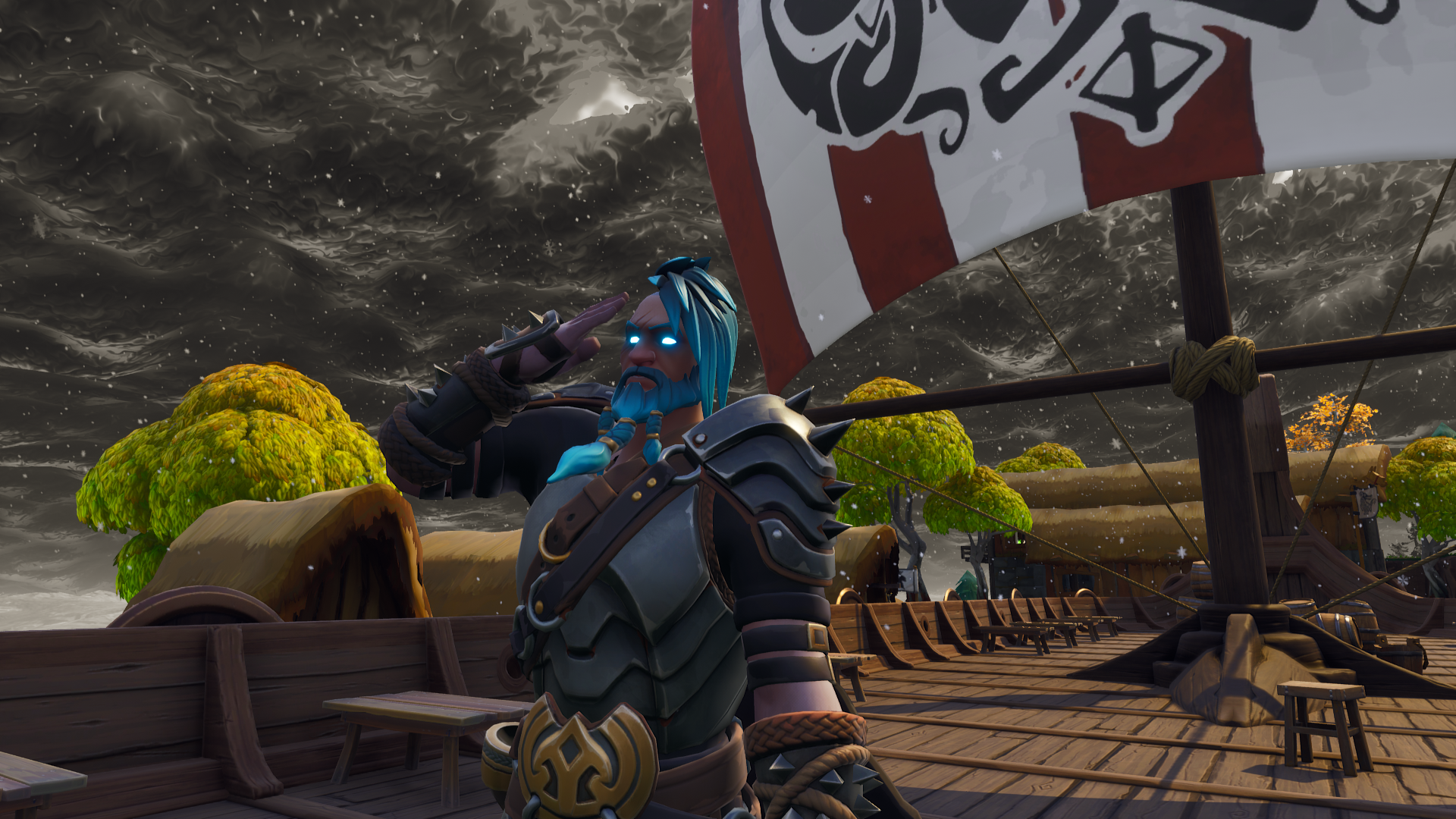 Fortnite Viking character on a ship with a sail HD Wallpaper