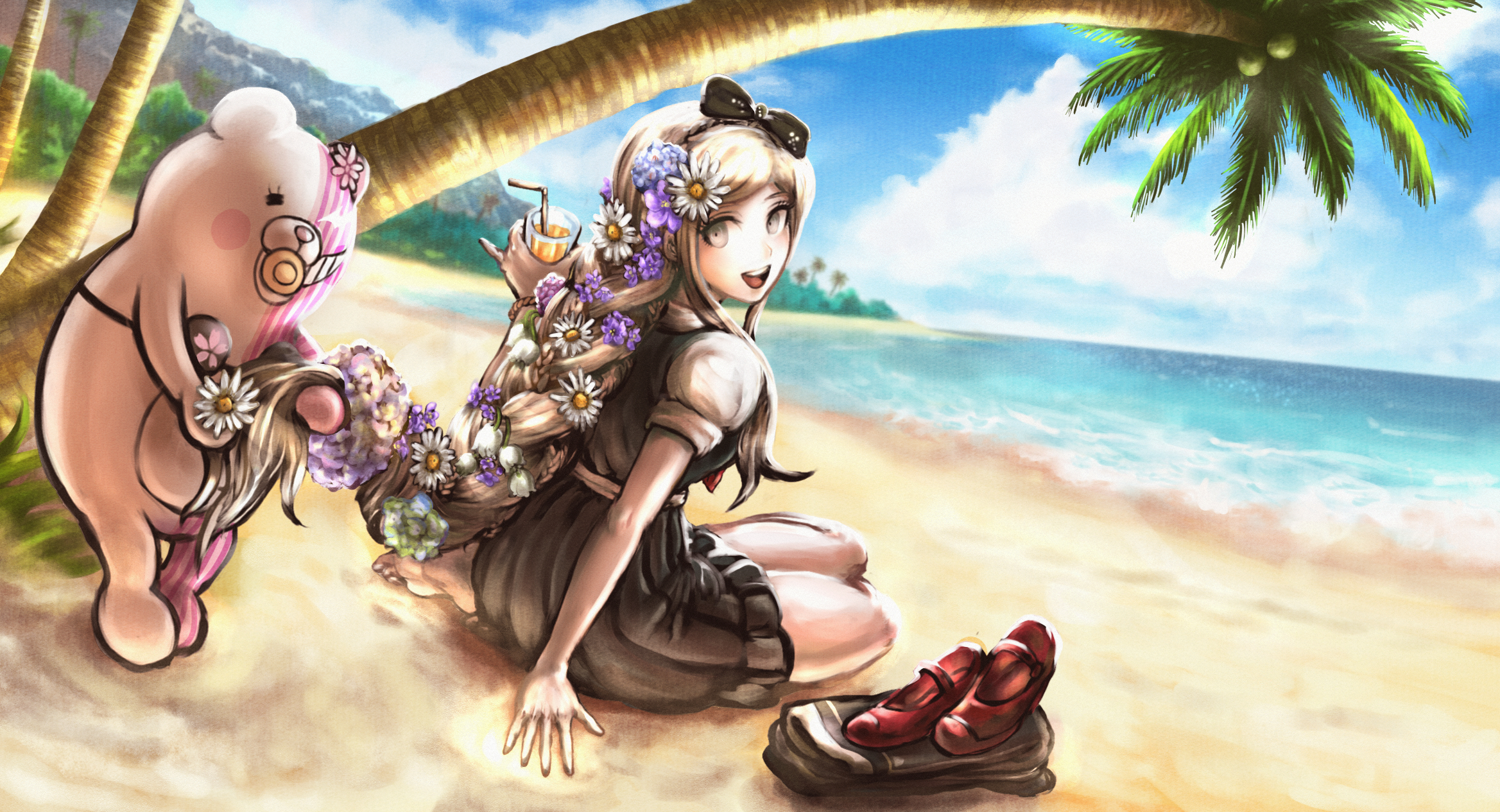 Sonia Nevermind and Monophanie on a beach HD Wallpaper