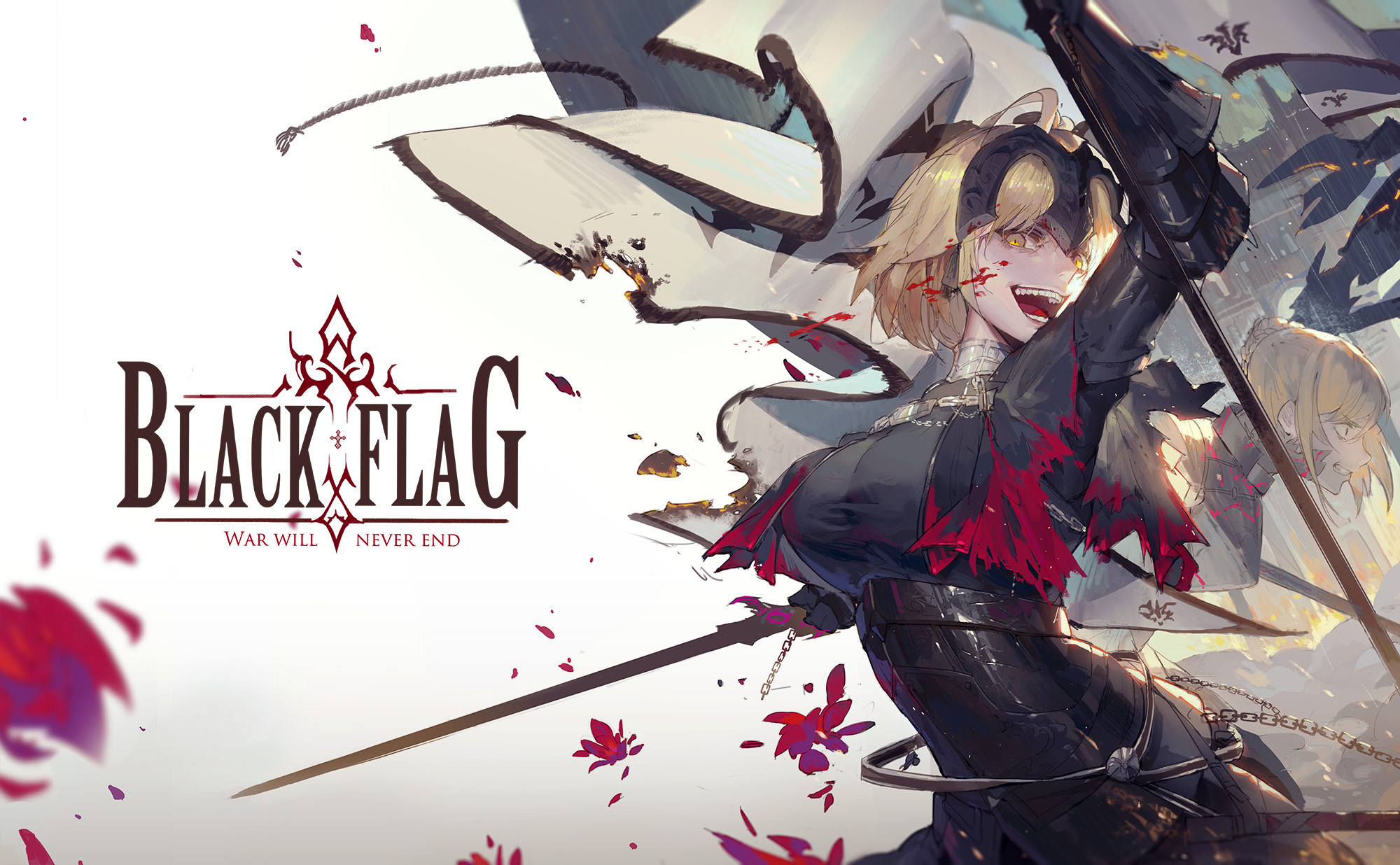 Jeanne d'Arc Alter from Fate/Grand Order with Black Flag logo HD Wallpaper