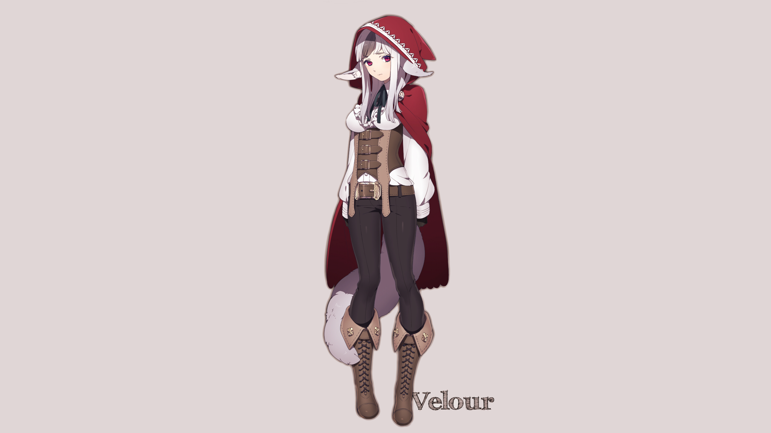 Girl with white hair and red hood HD Wallpaper