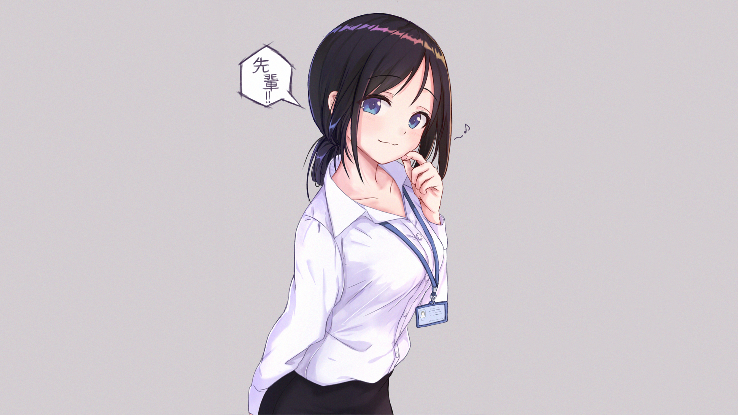 Anime girl with black hair and blue eyes HD Wallpaper