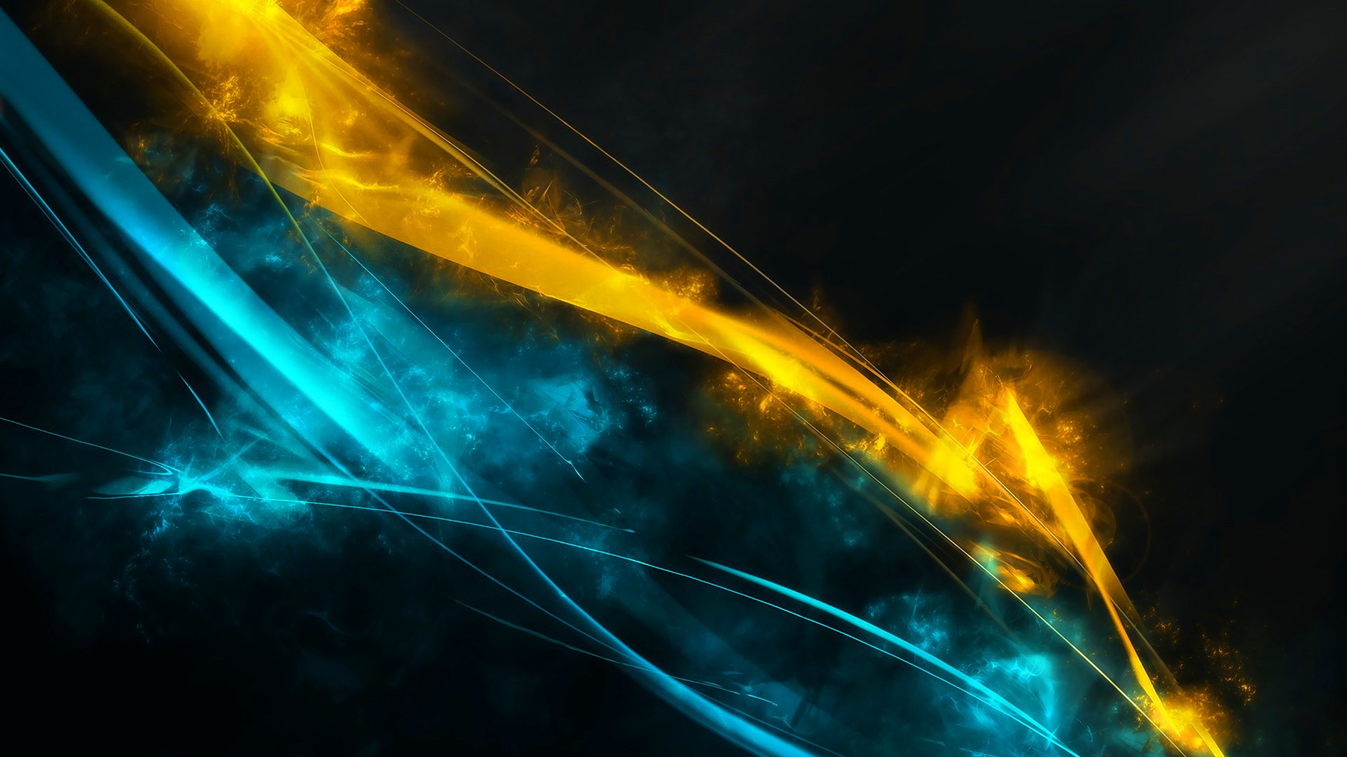 Abstract Yellow and Blue Light Streaks HD Wallpaper
