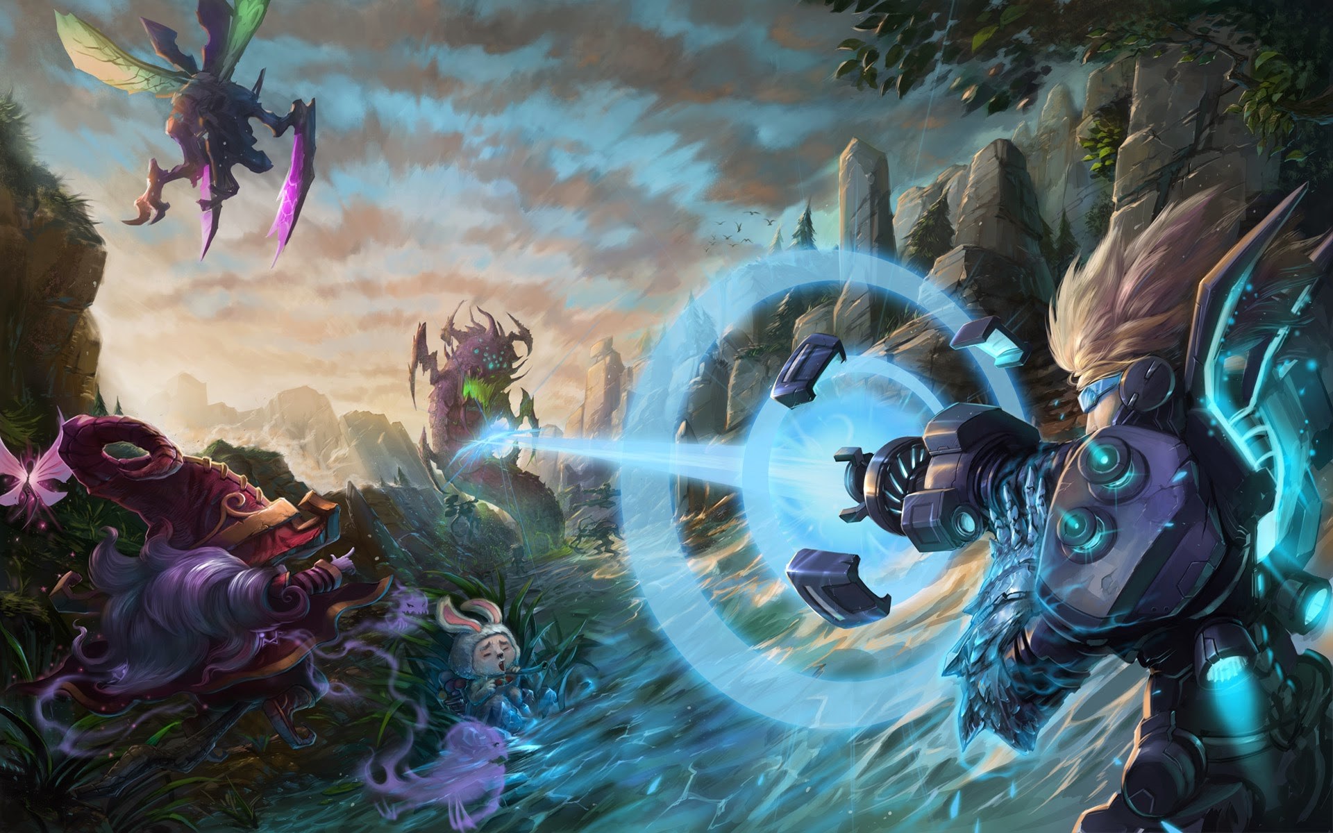 Zac and Kai'Sa from League of Legends in battle HD Wallpaper