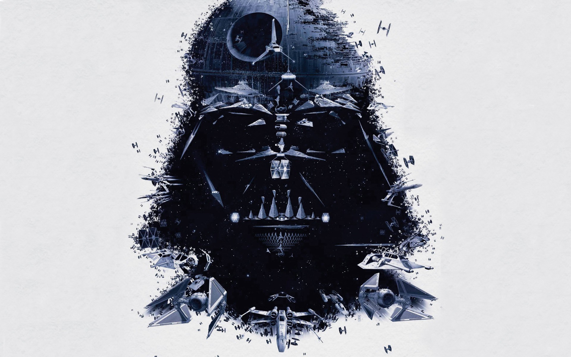 Darth Vader Star Wars Poster with Spaceships HD Wallpaper