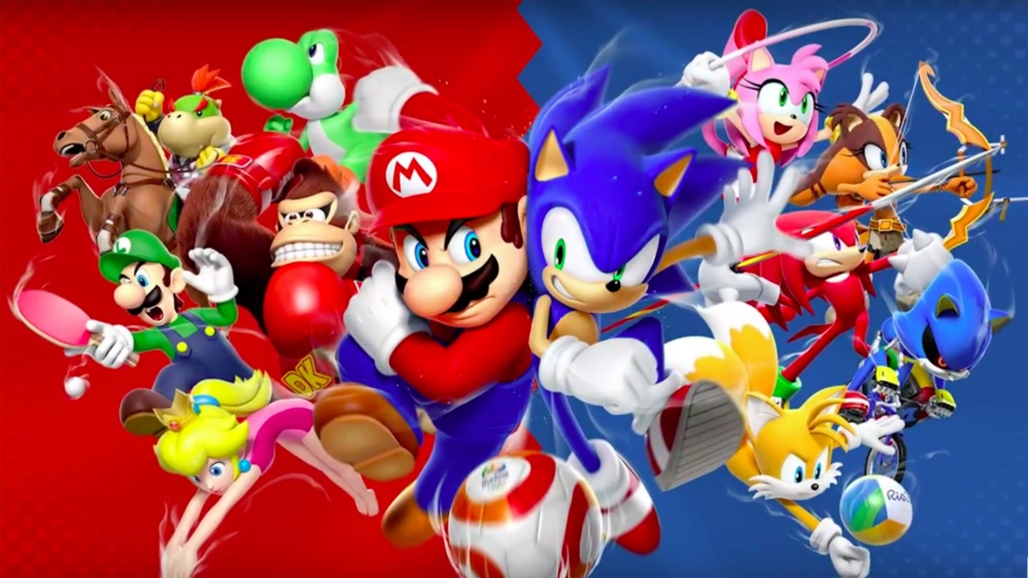 Mario and Sonic characters from Mario & Sonic at the Olympic Games HD Wallpaper