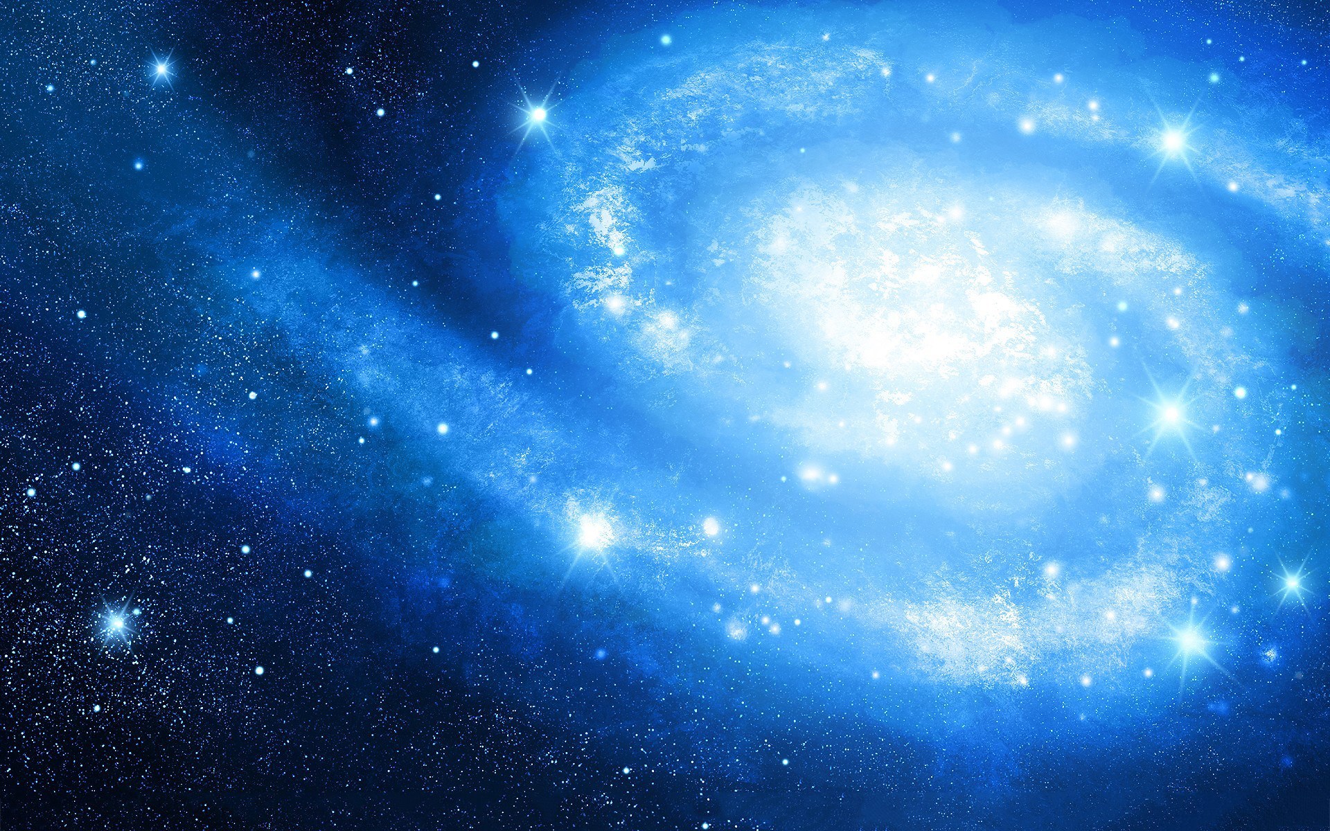 Blue galaxy with stars HD Wallpaper