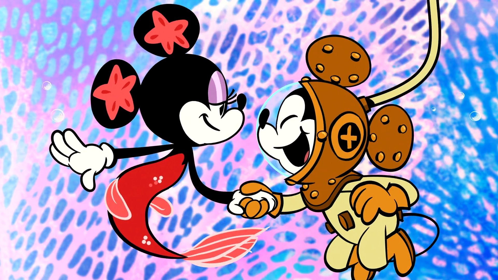 Minnie Mouse and Mickey Mouse underwater HD Wallpaper