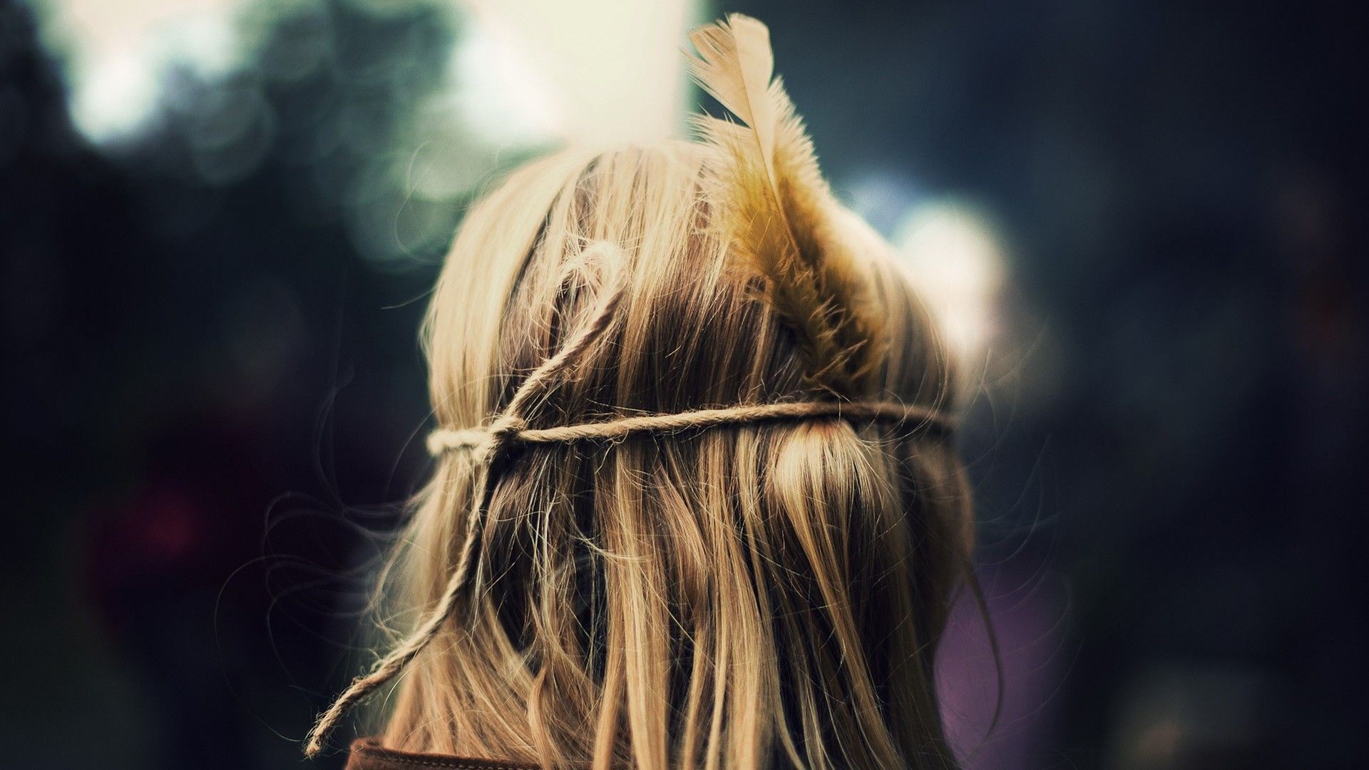 Girl with feather headband and twine HD Wallpaper