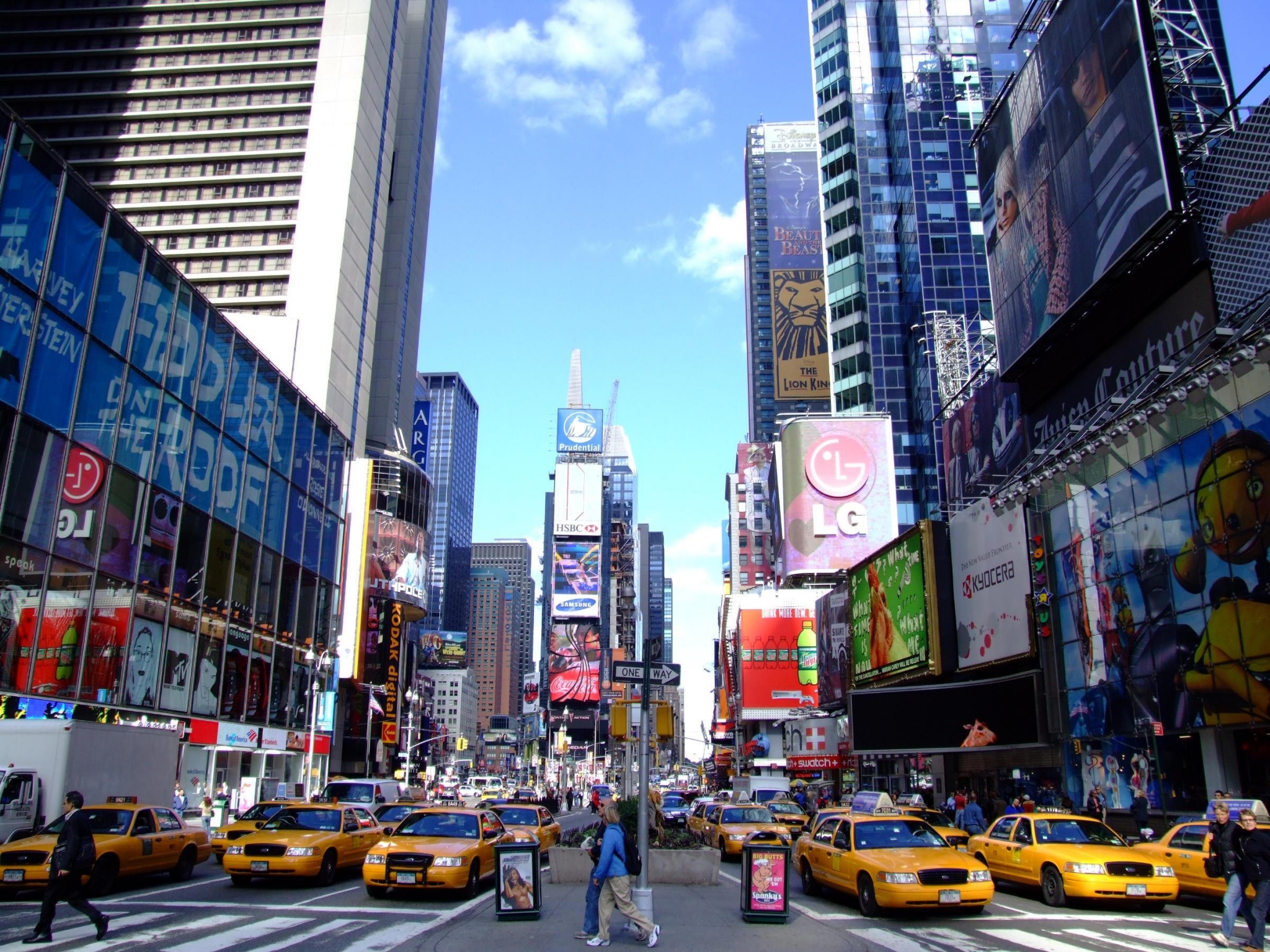 Times Square New York City with Yellow Taxis HD Wallpaper