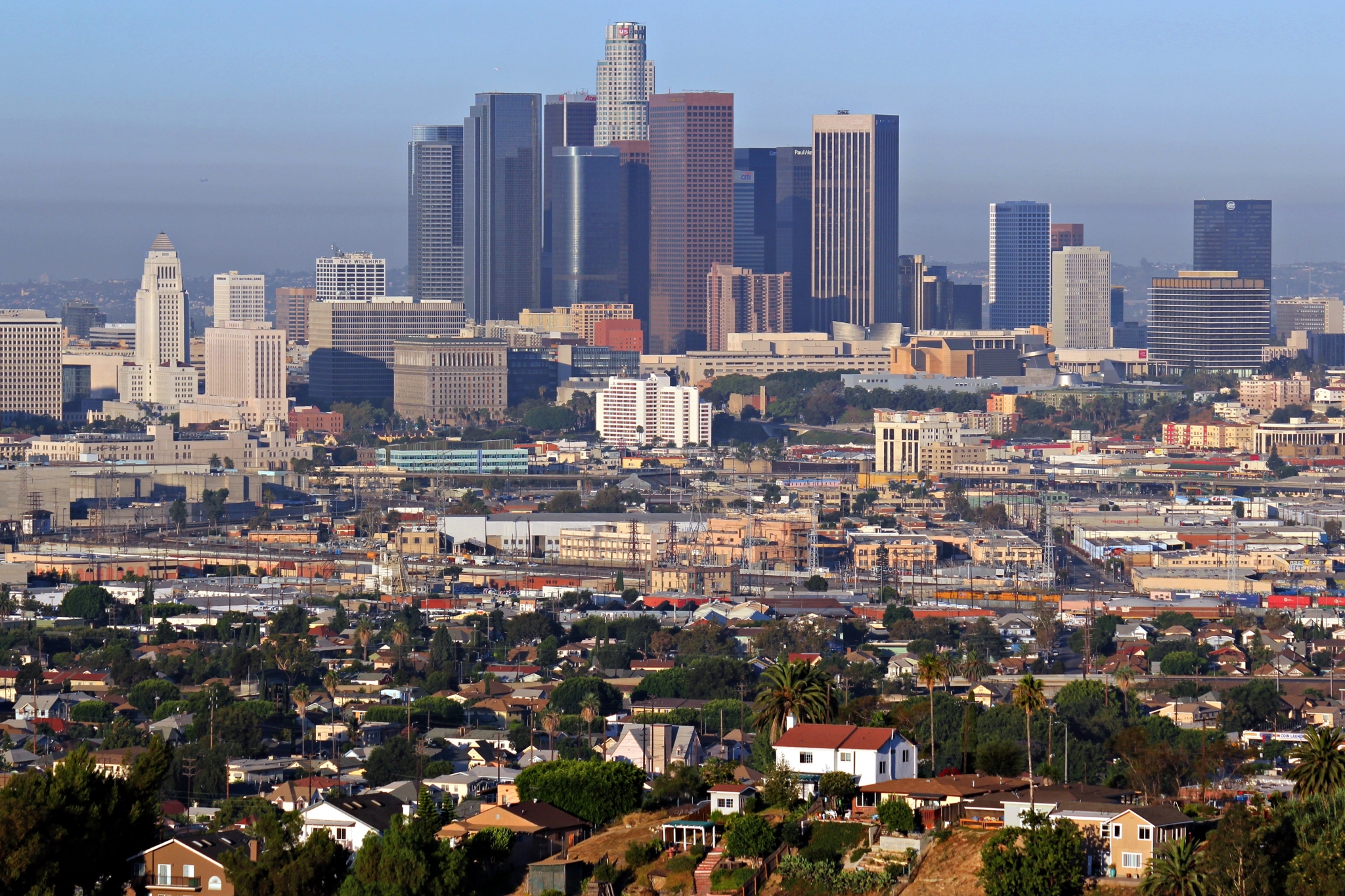 Los Angeles Skyline and Residential Area HD Wallpaper